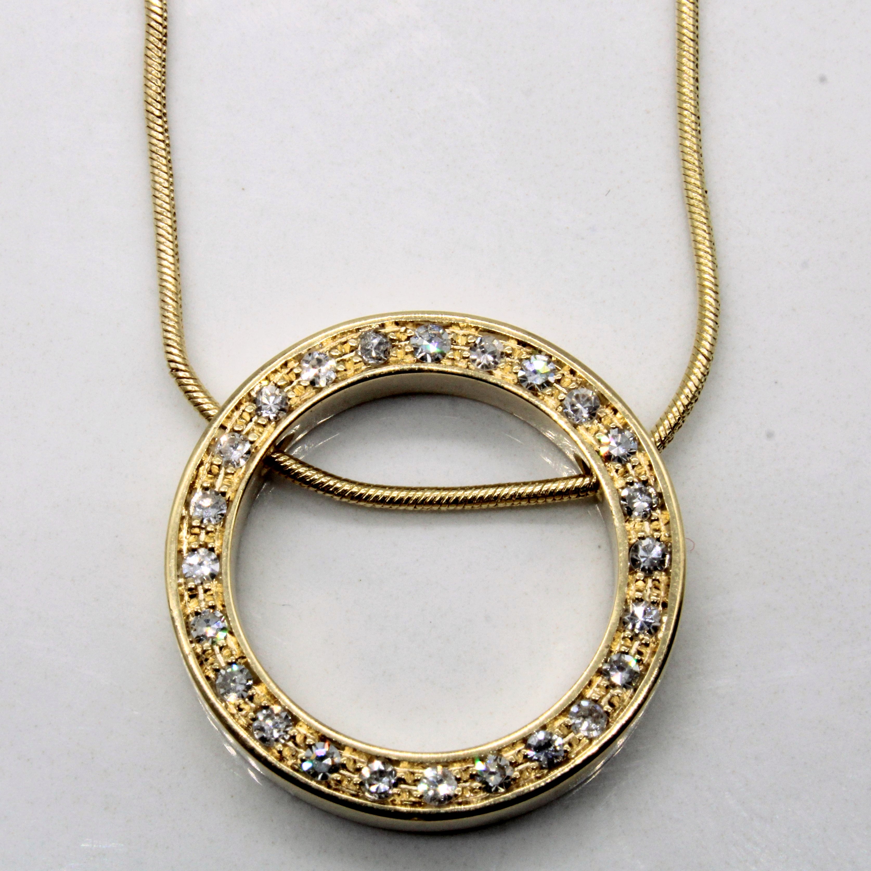 Diamond Circle Pendant Necklace | 0.24ctw | 18" |