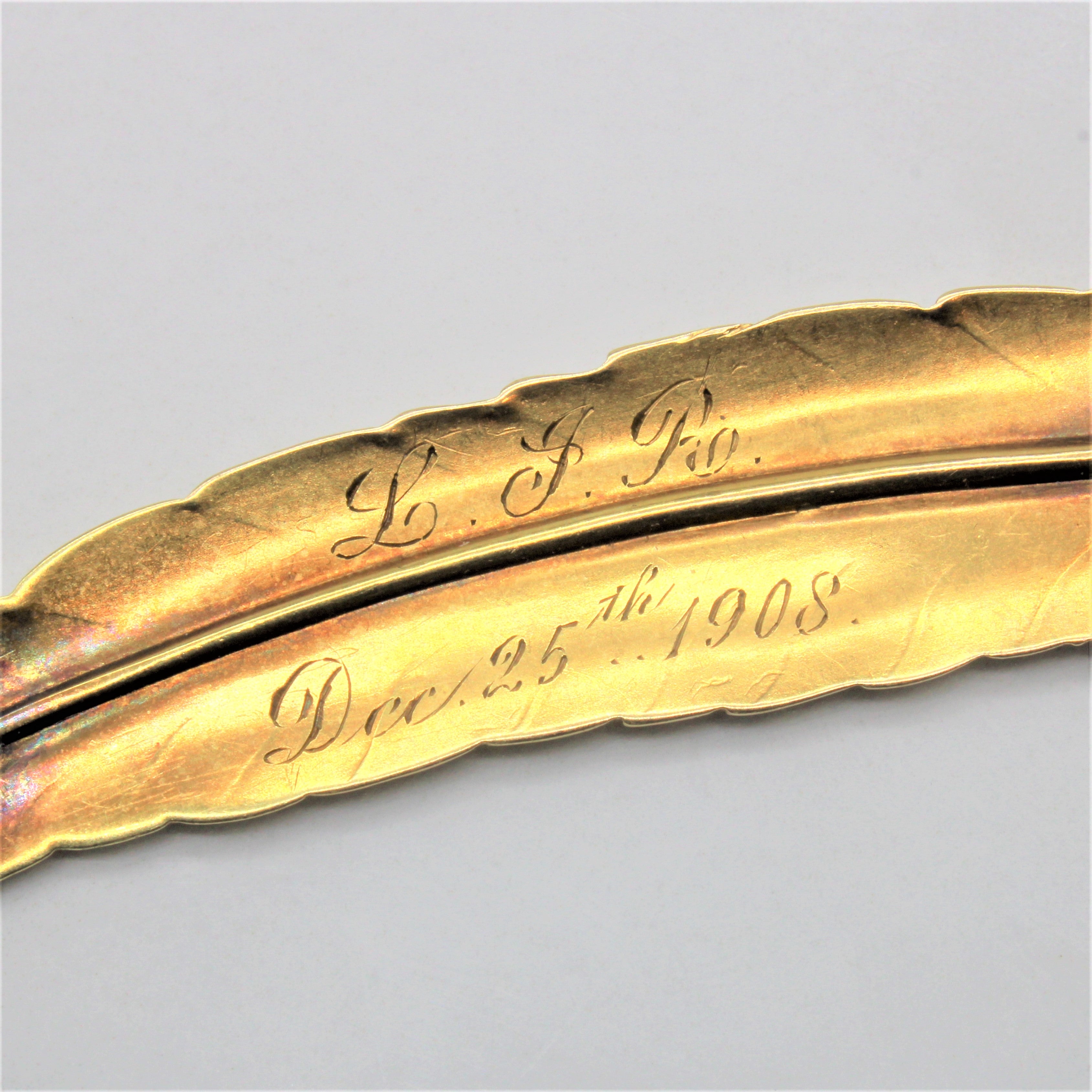 1900s Gold Feather Brooch |