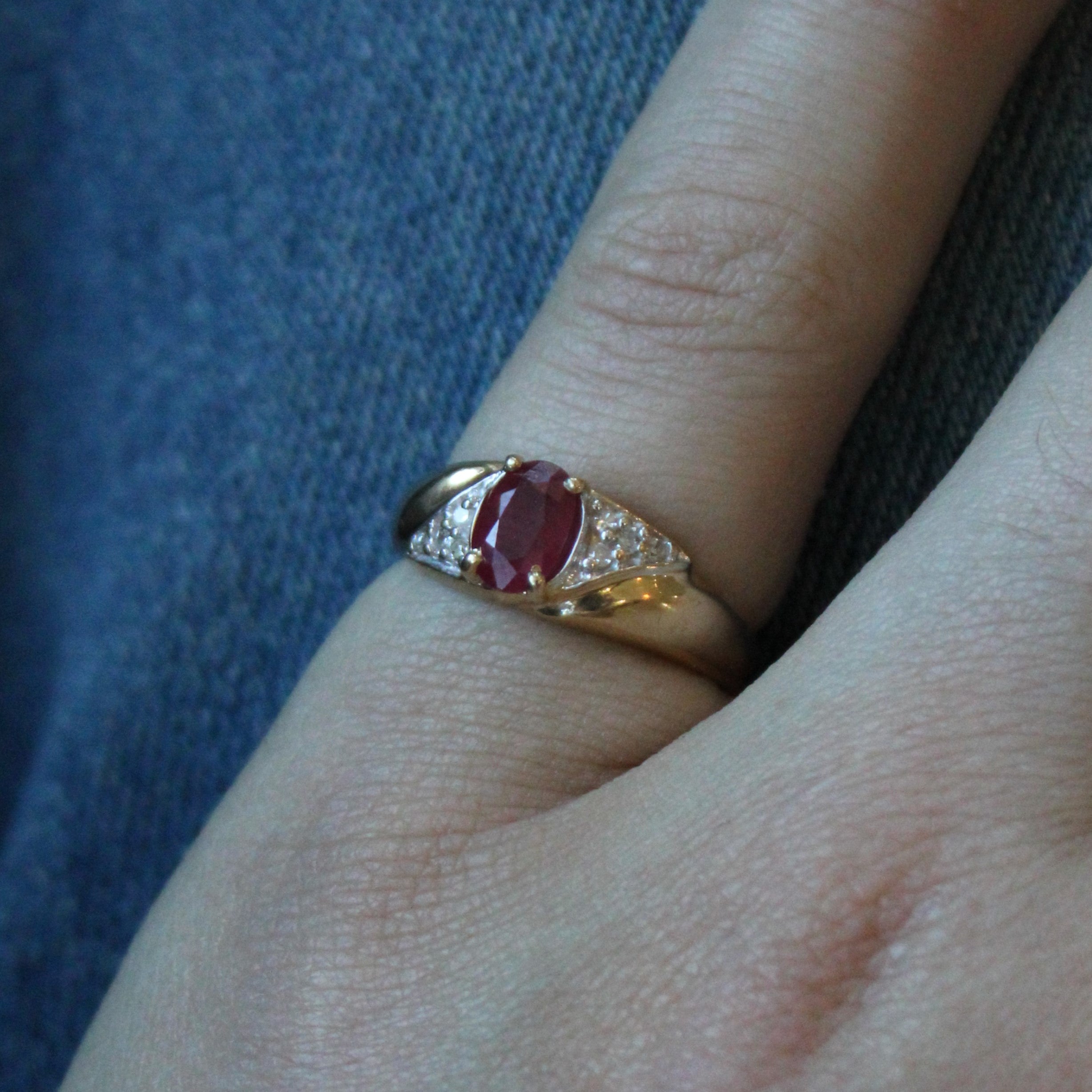 Synthetic Ruby & Diamond Cocktail Ring | 0.65ct, 0.05ctw | SZ 6 |