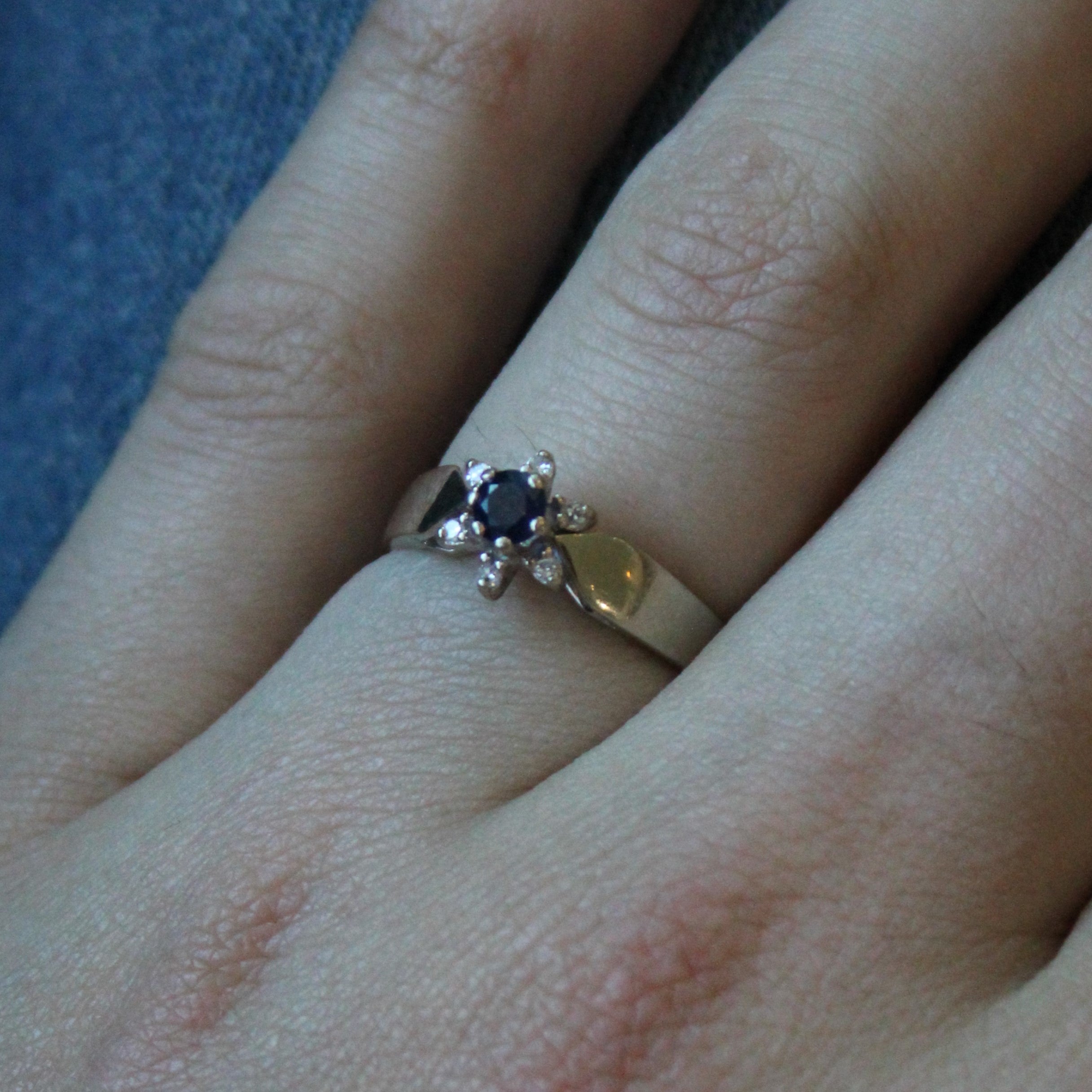 High Set Sapphire & Diamond Ring | 0.25ct, 0.05ctw | SZ 7.5 |