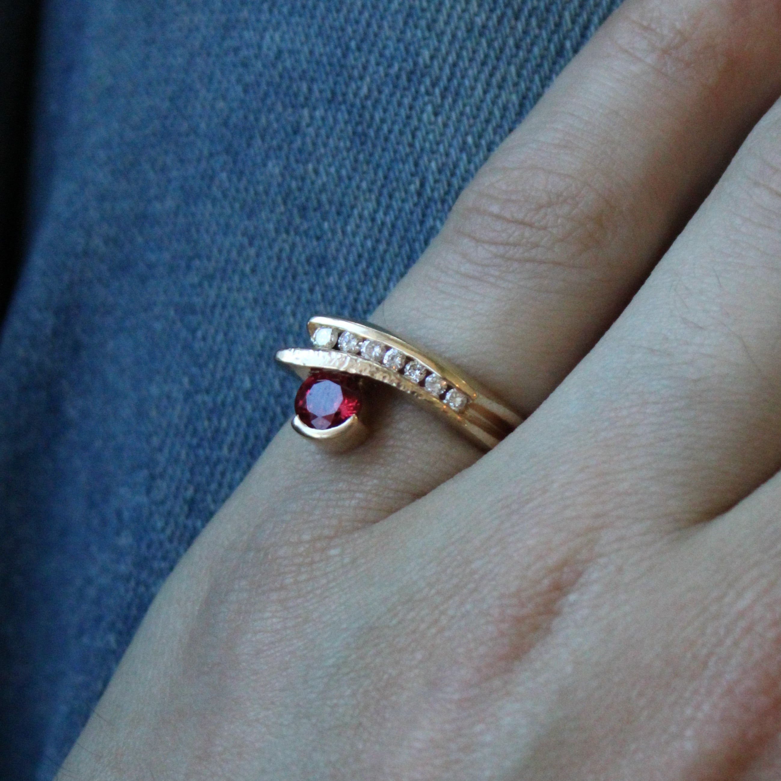 Synthetic Ruby & Natural Diamond Accented Ring | 0.80ct, 0.19ctw | SZ 7