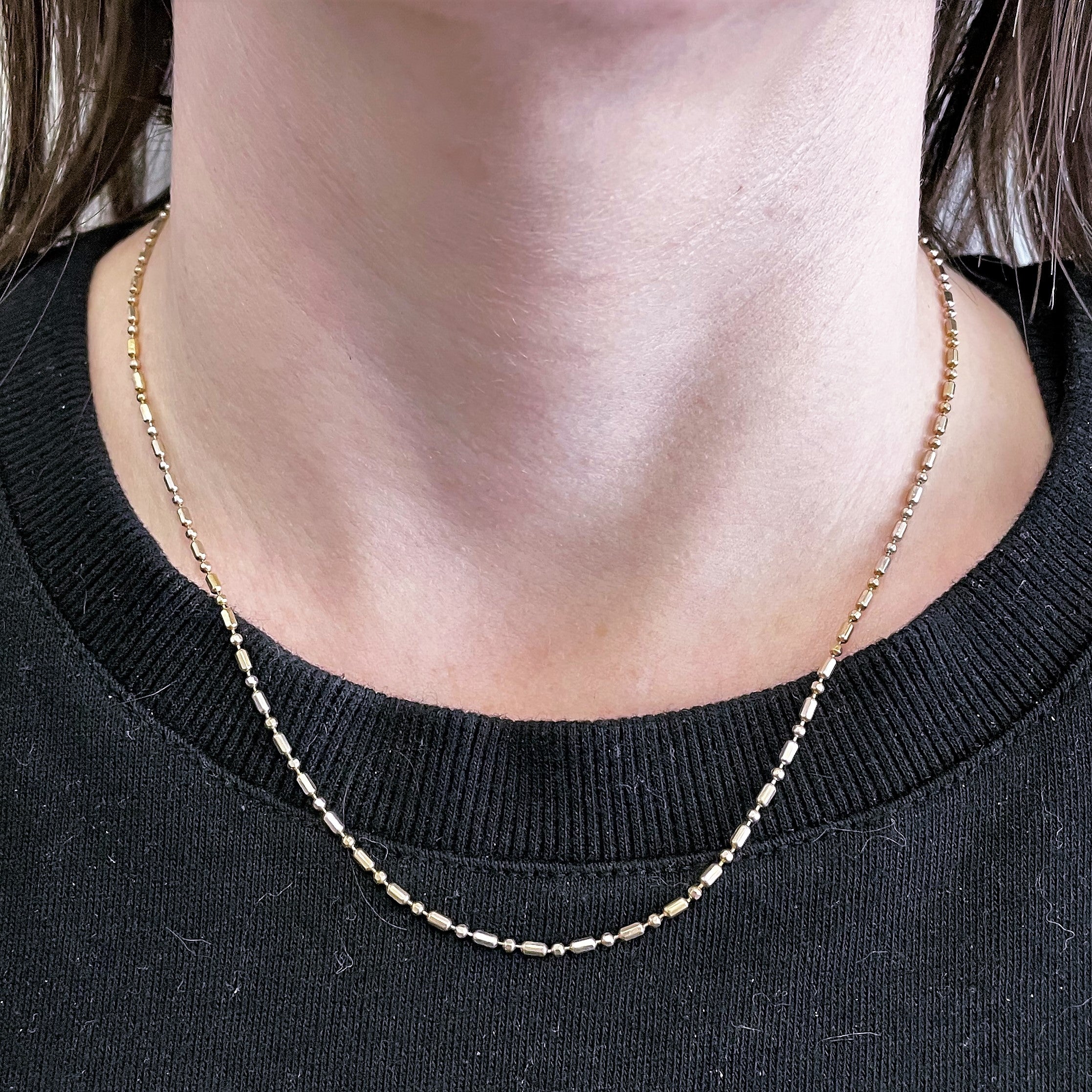 18k Two Tone Dot Dash Bead Chain | 18" |