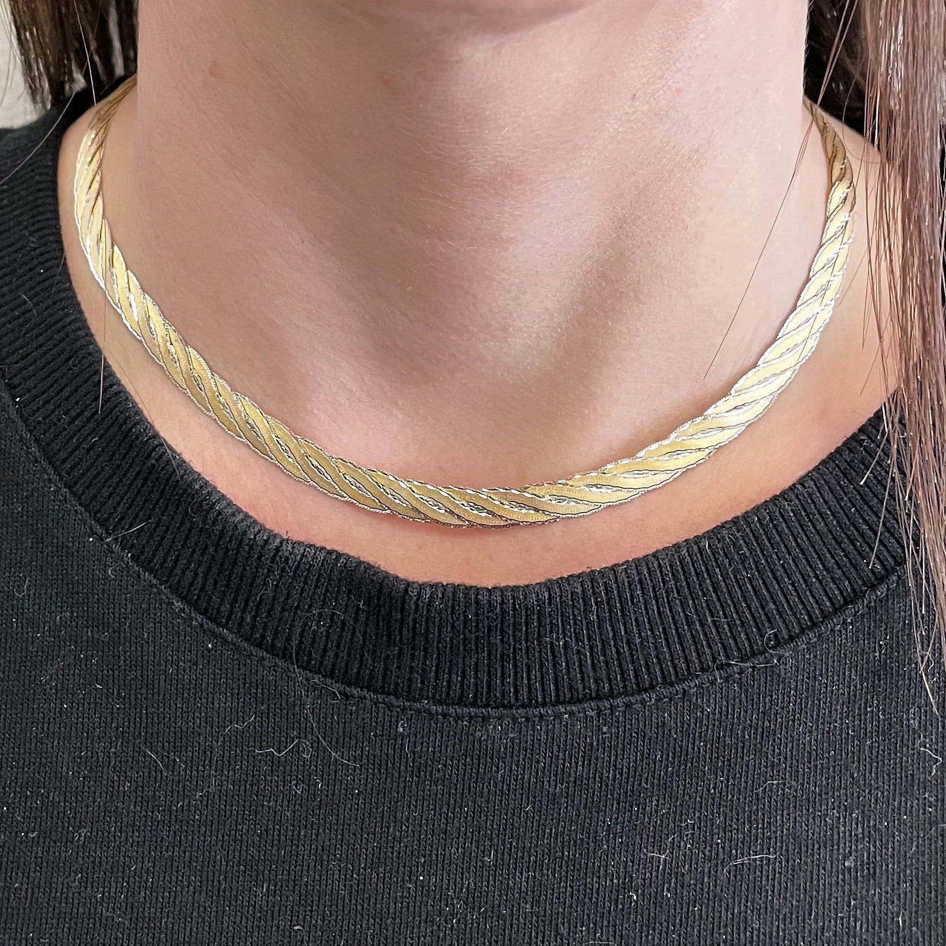 Two Tone Braided Necklace & Bracelet Set |
