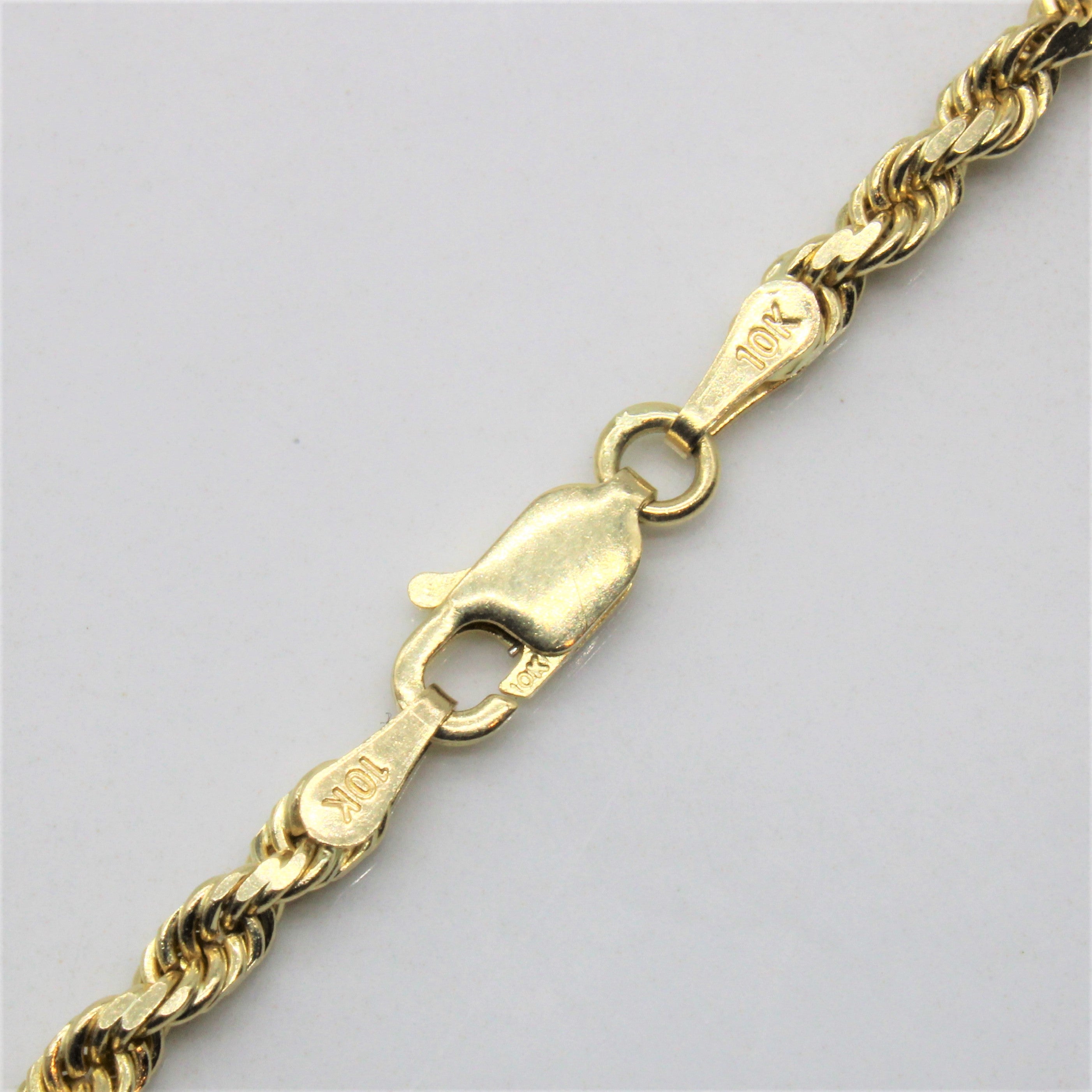 Chaîne corde en or jaune 10 carats | 61 cm |