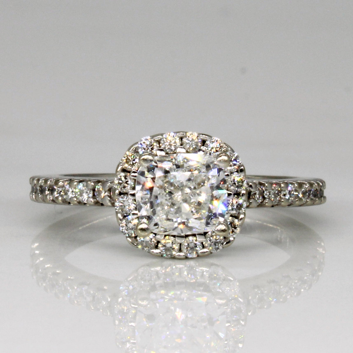 Bague Fiançailles Diamant Taille Coussin 3.10 Ct Or Blanc 14k - Taille Personnalisable