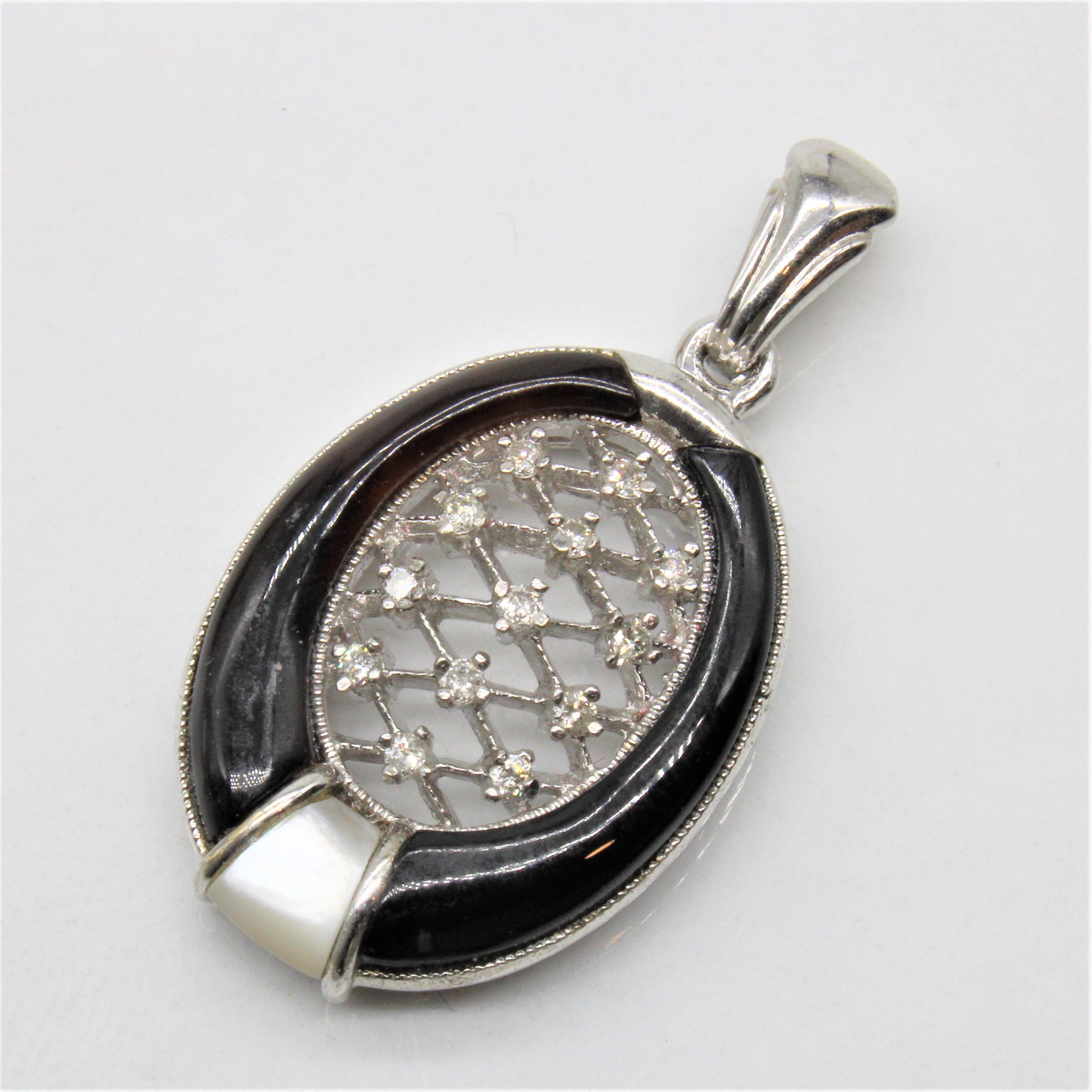 Onyx & Diamond Lattice Pendant | 0.10ctw |