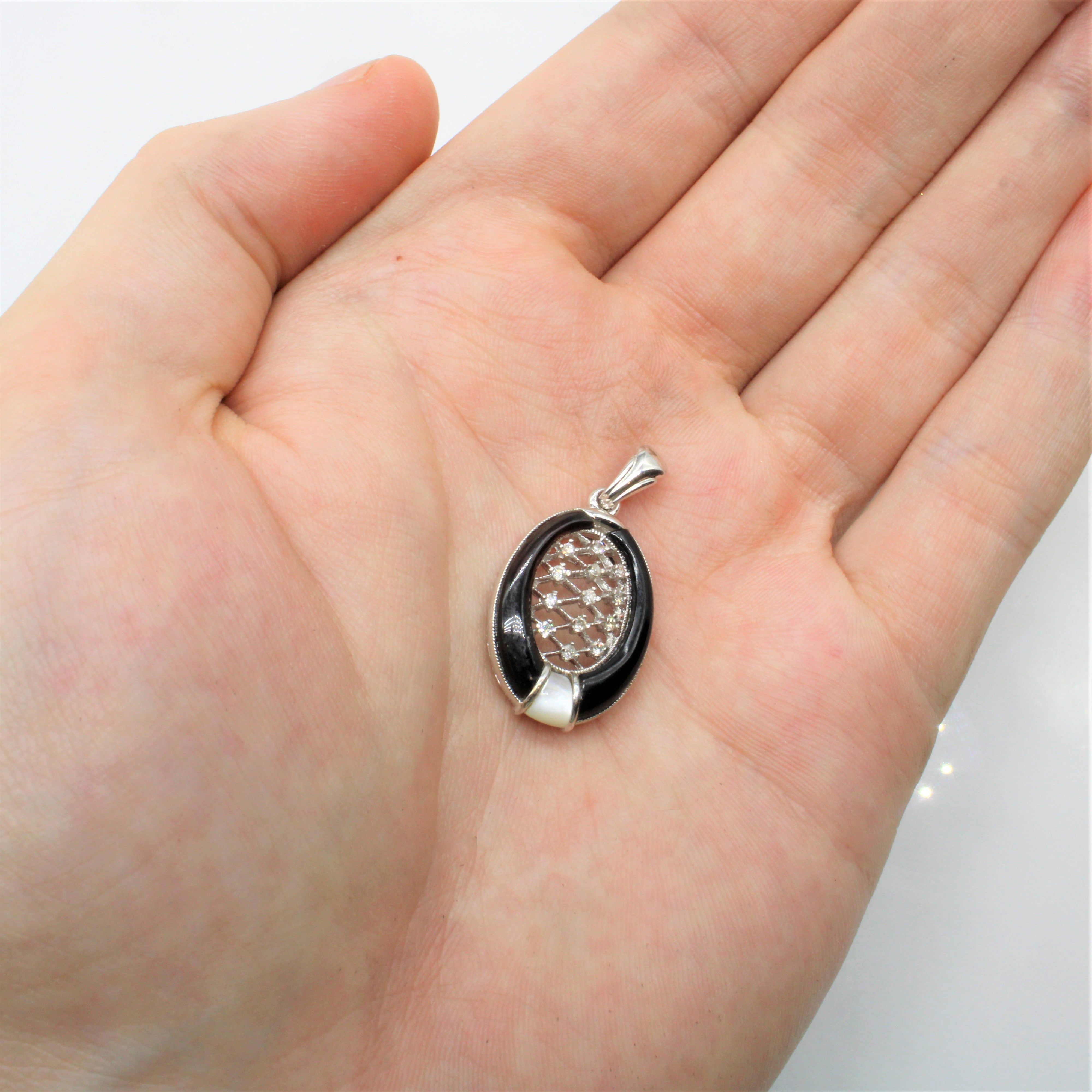 Onyx & Diamond Lattice Pendant | 0.10ctw |