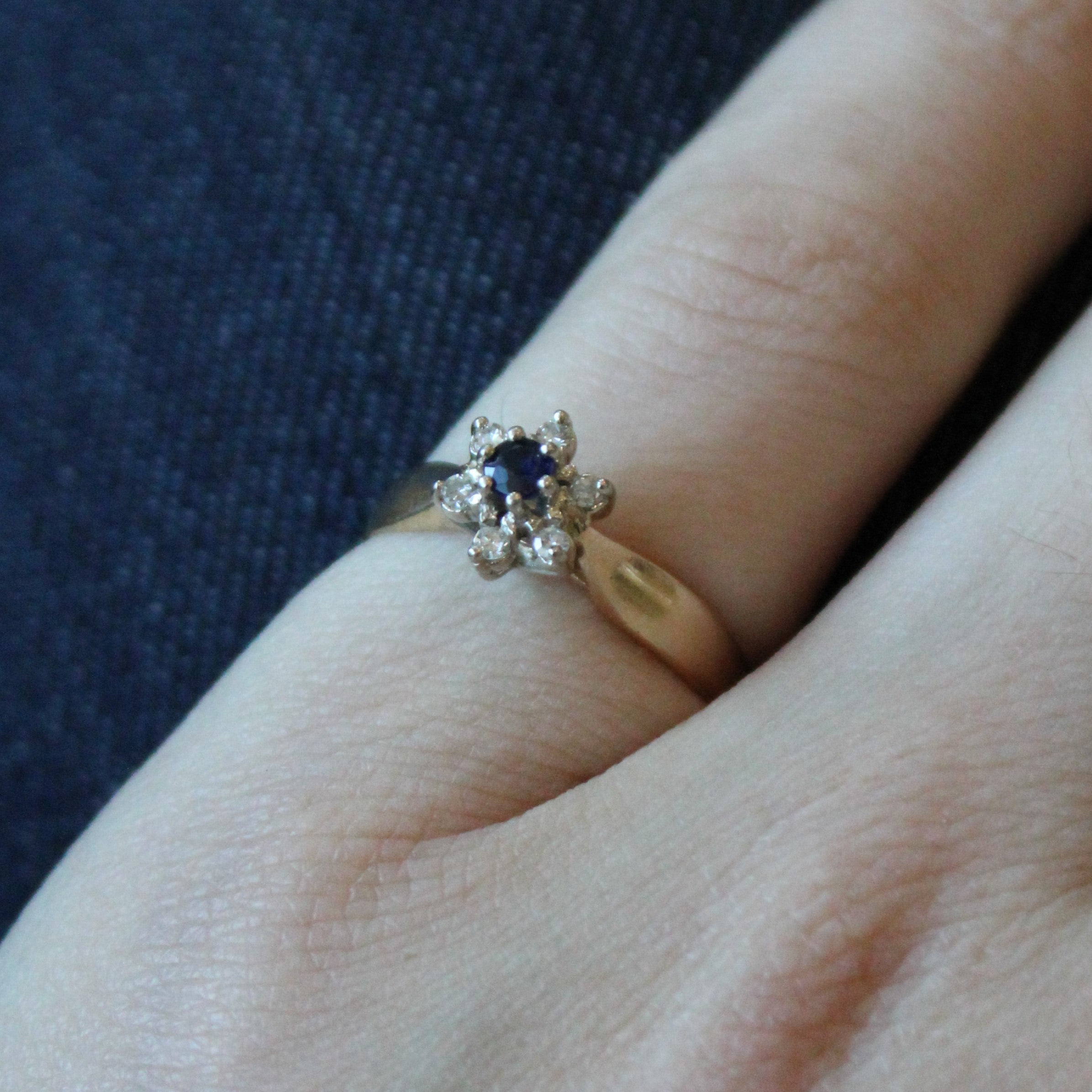 Petite Sapphire & Diamond Ring | 0.08ct, 0.06ctw | SZ 6 |