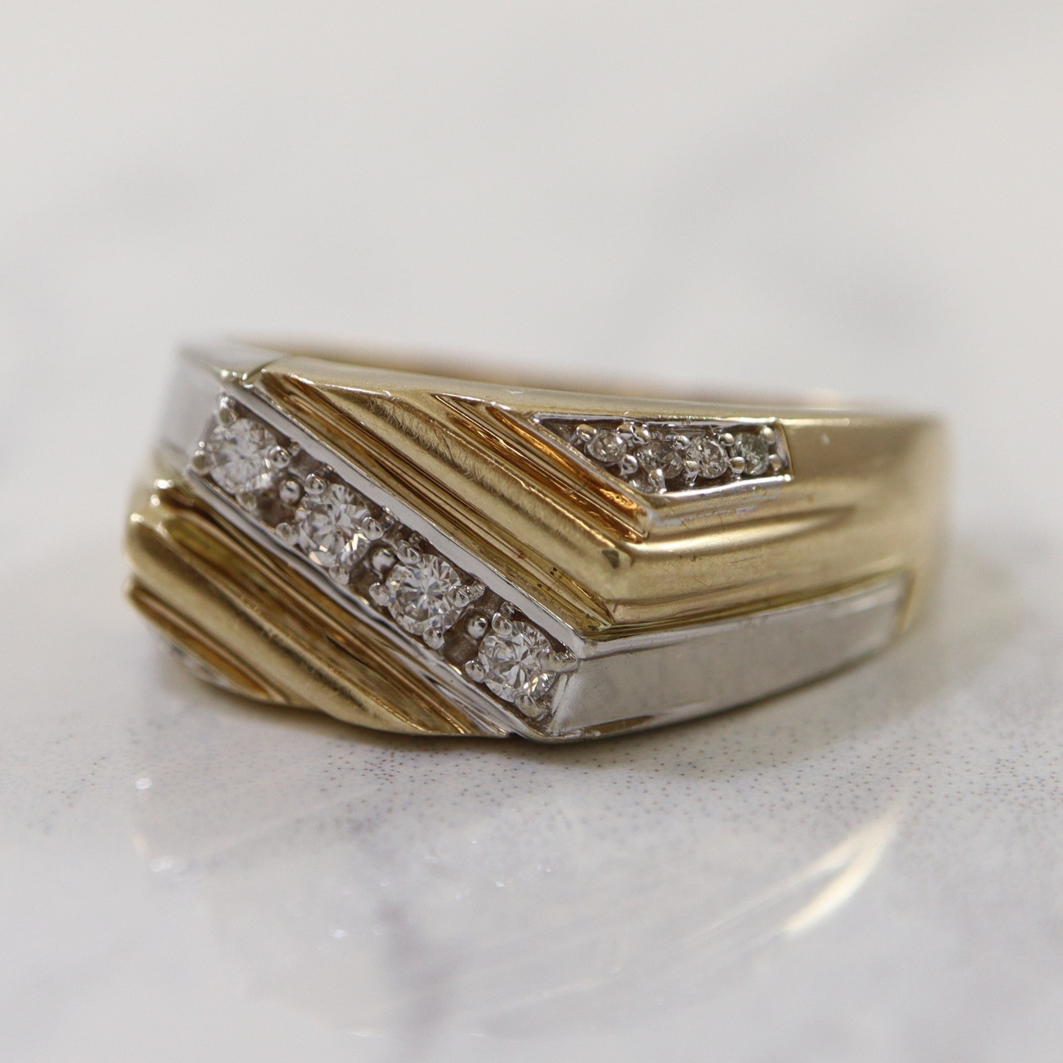 Two Tone Gold Diamond Channel Ring | 0.26ctw | SZ 12.25 |