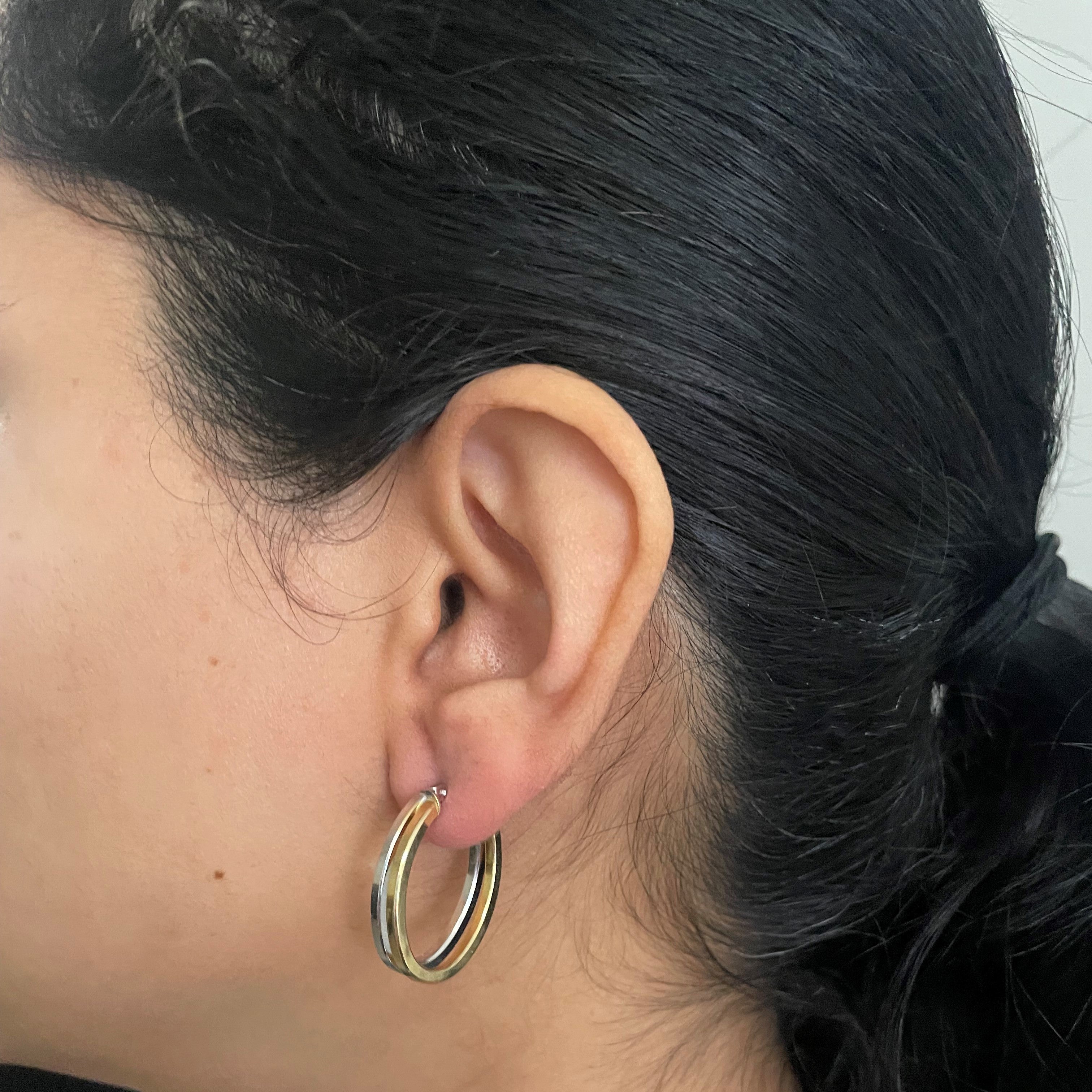 Two Tone Gold Hoop Earrings |