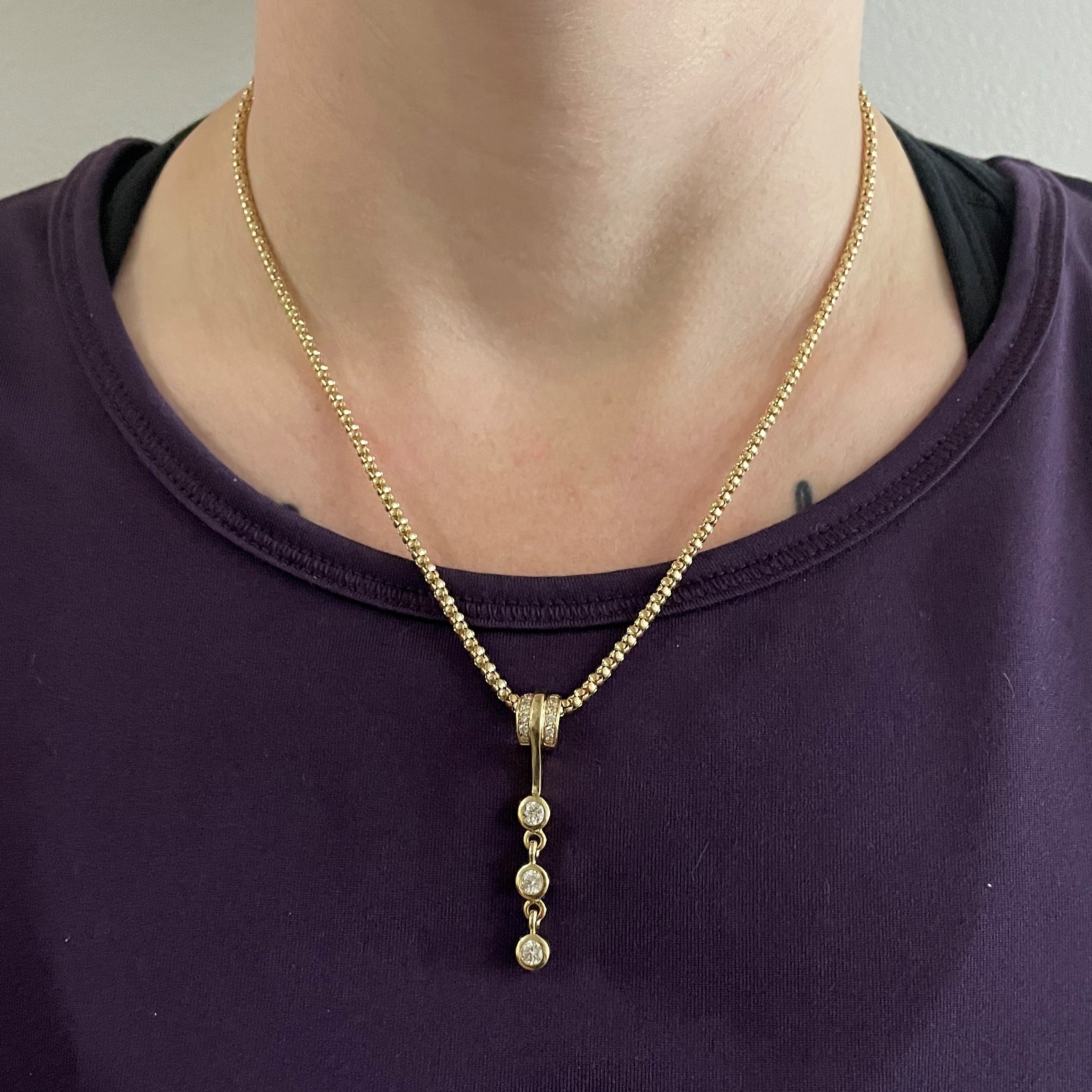 Bezel Set Diamond Drop Necklace | 0.84ctw | 18" |
