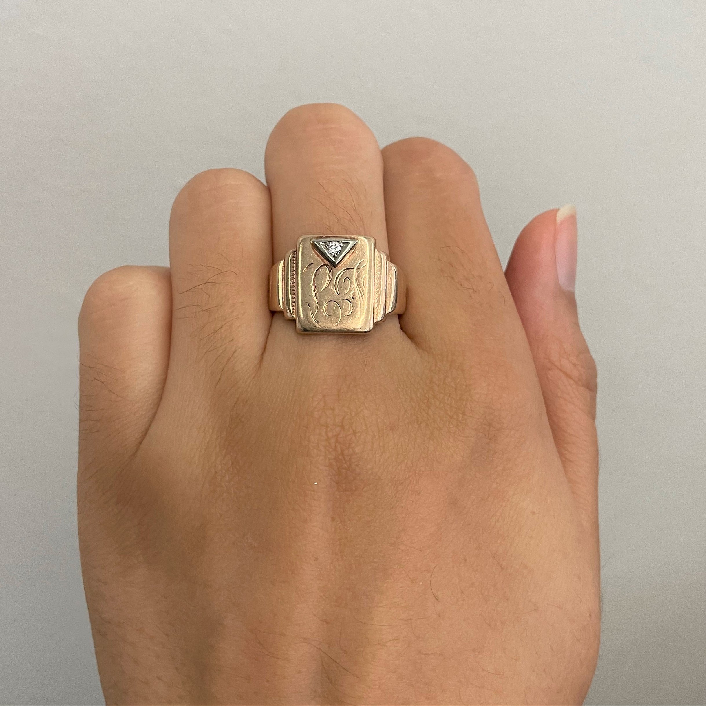 Solitaire Diamond Signet Ring | 0.02ct | SZ 8.5 |