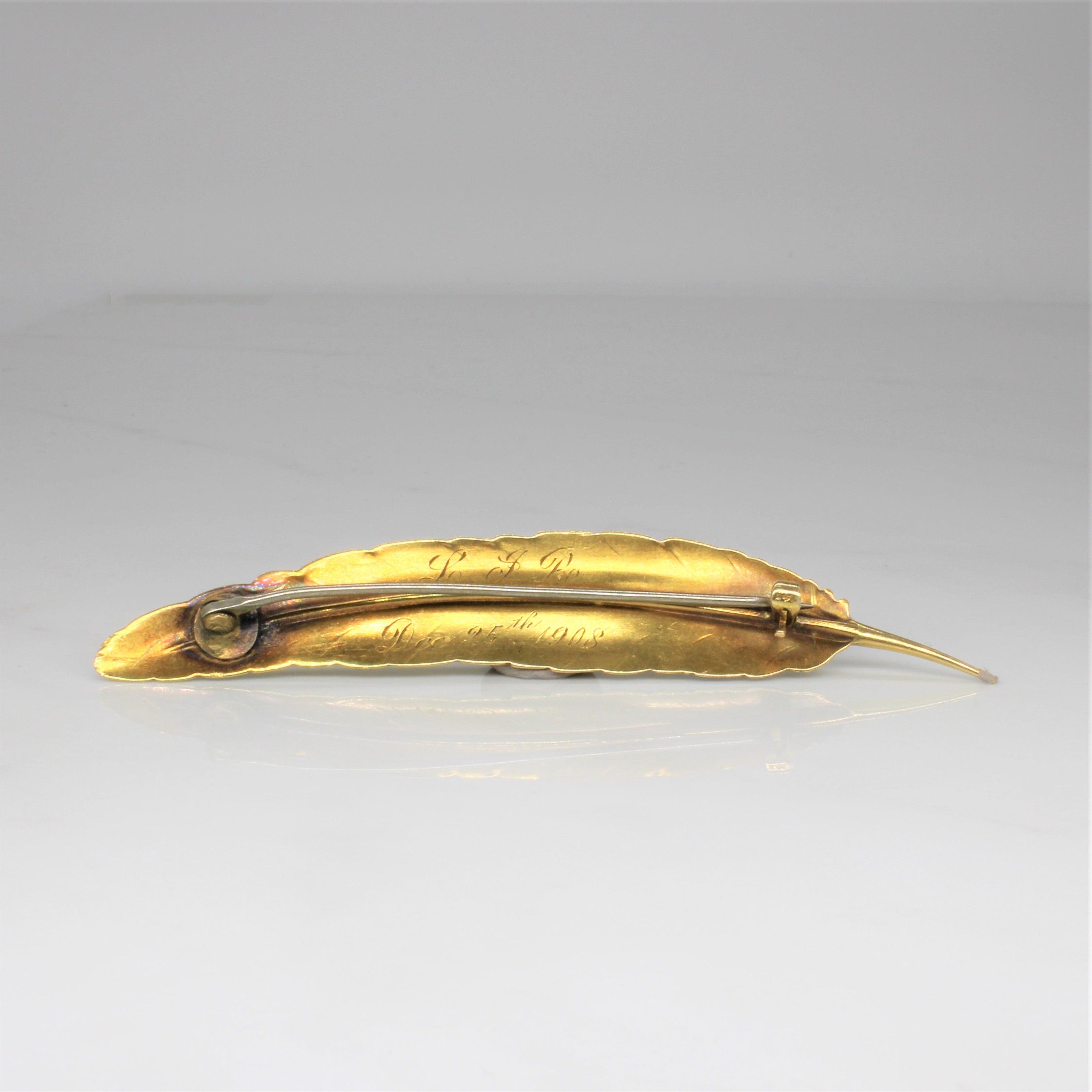 1900s Gold Feather Brooch |