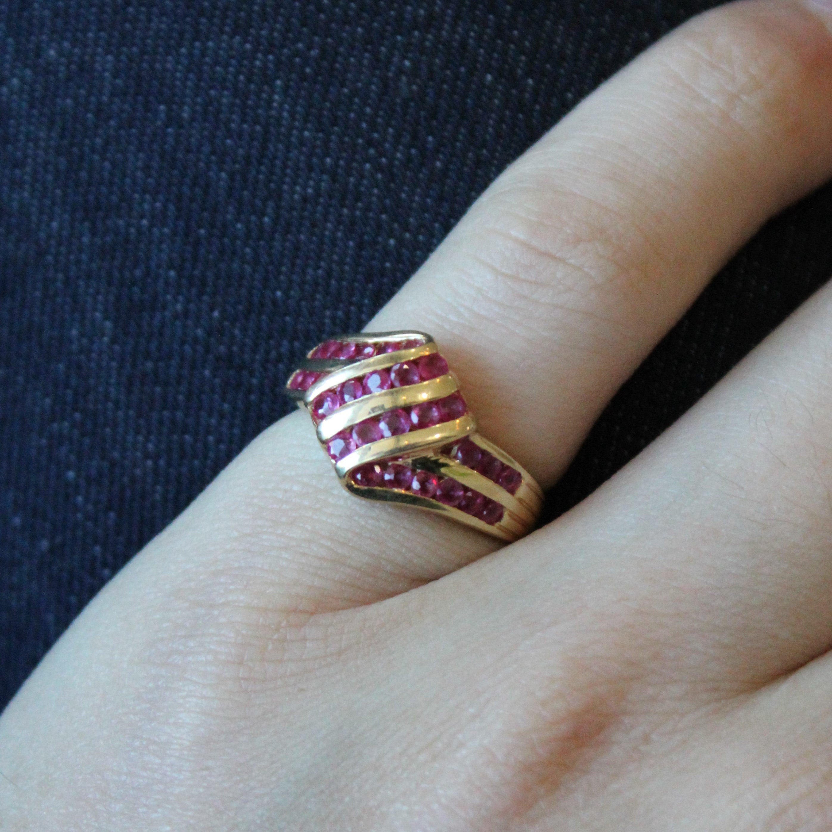 Synthetic Ruby Waterfall Ring | 0.60ctw | SZ 6 |