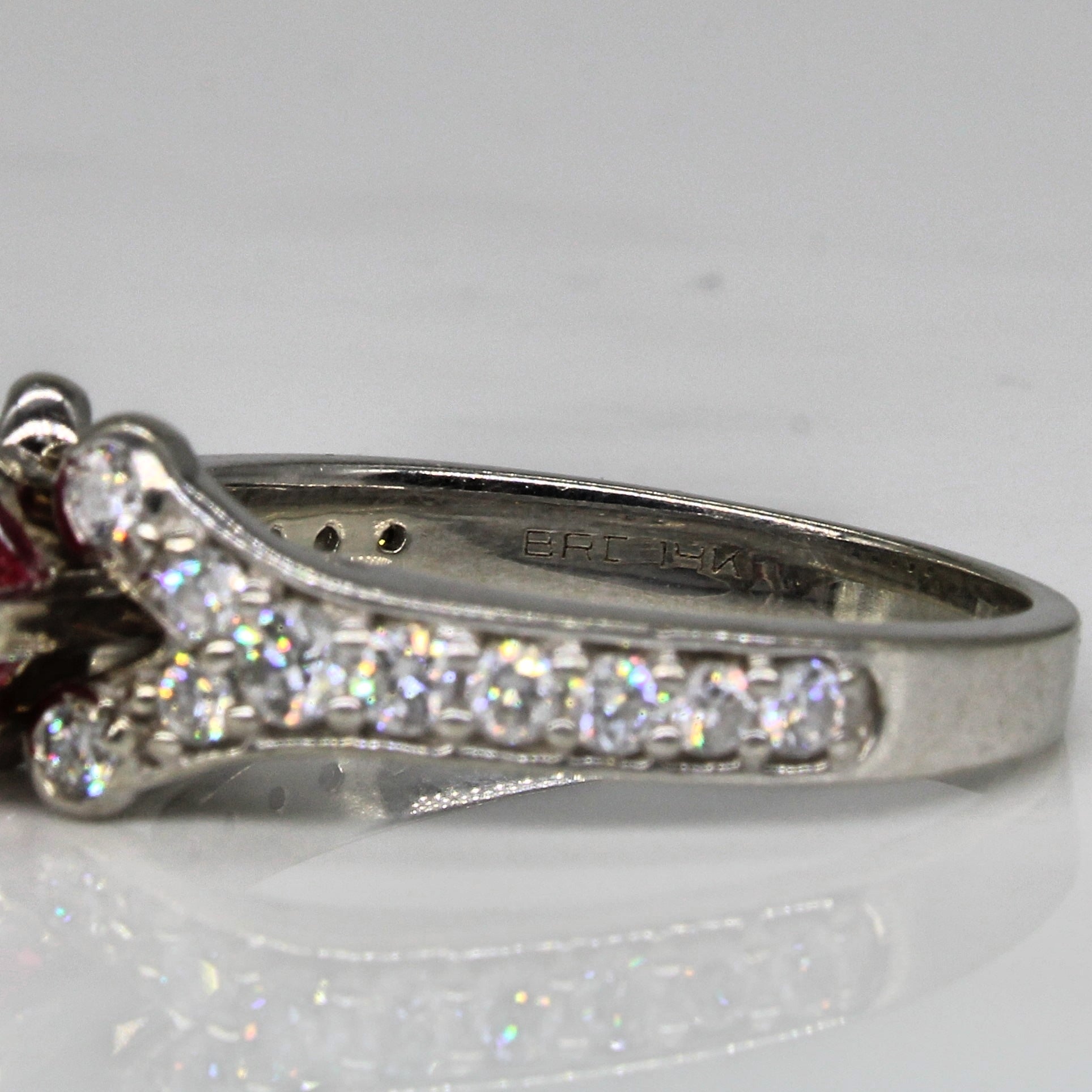 Synthetic Ruby & Diamond High Set Ring | 1.40ct, 0.55ctw | SZ 8.75 |