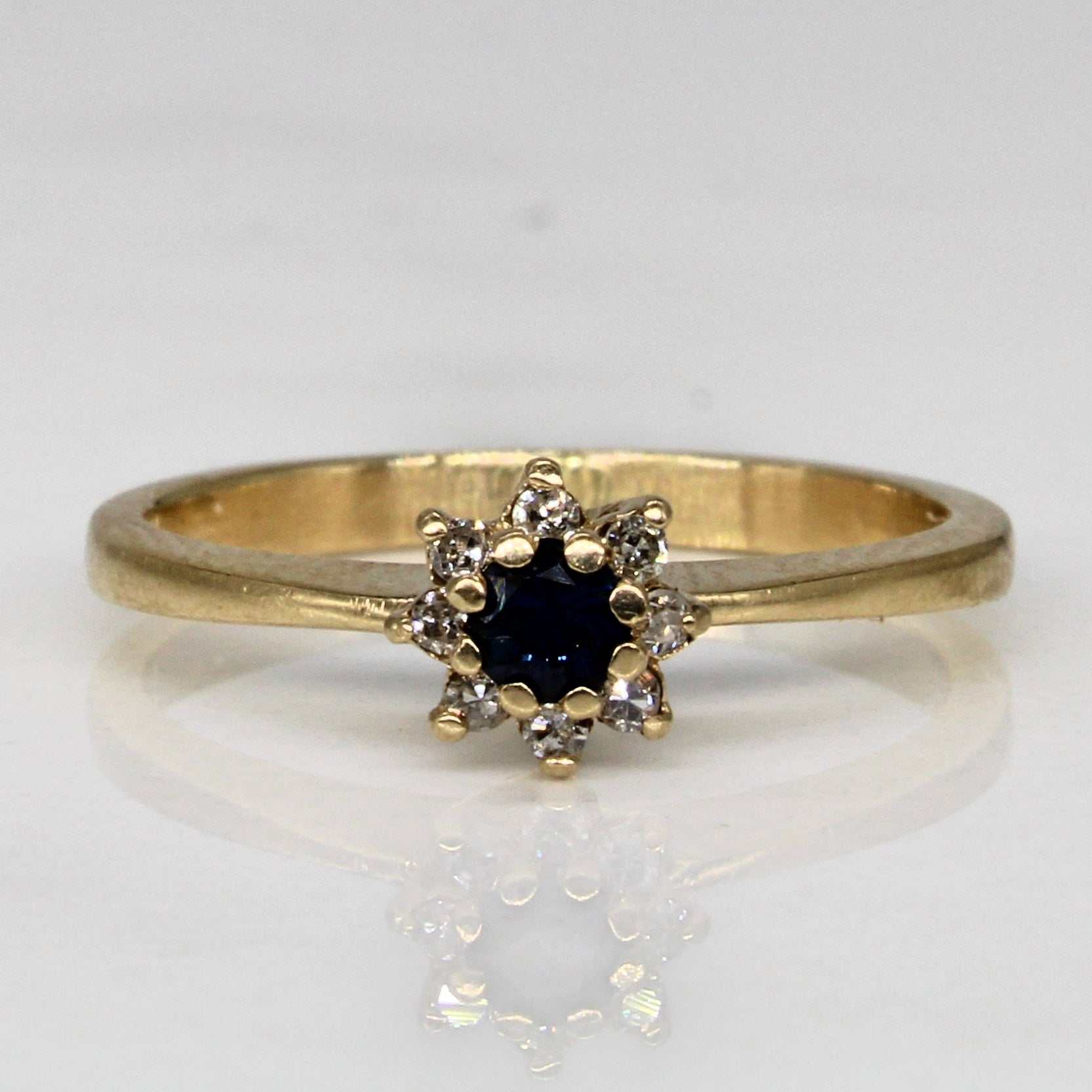 Petite Sapphire & Diamond Halo Ring | 0.13ct, 0.04ctw | SZ 5 |