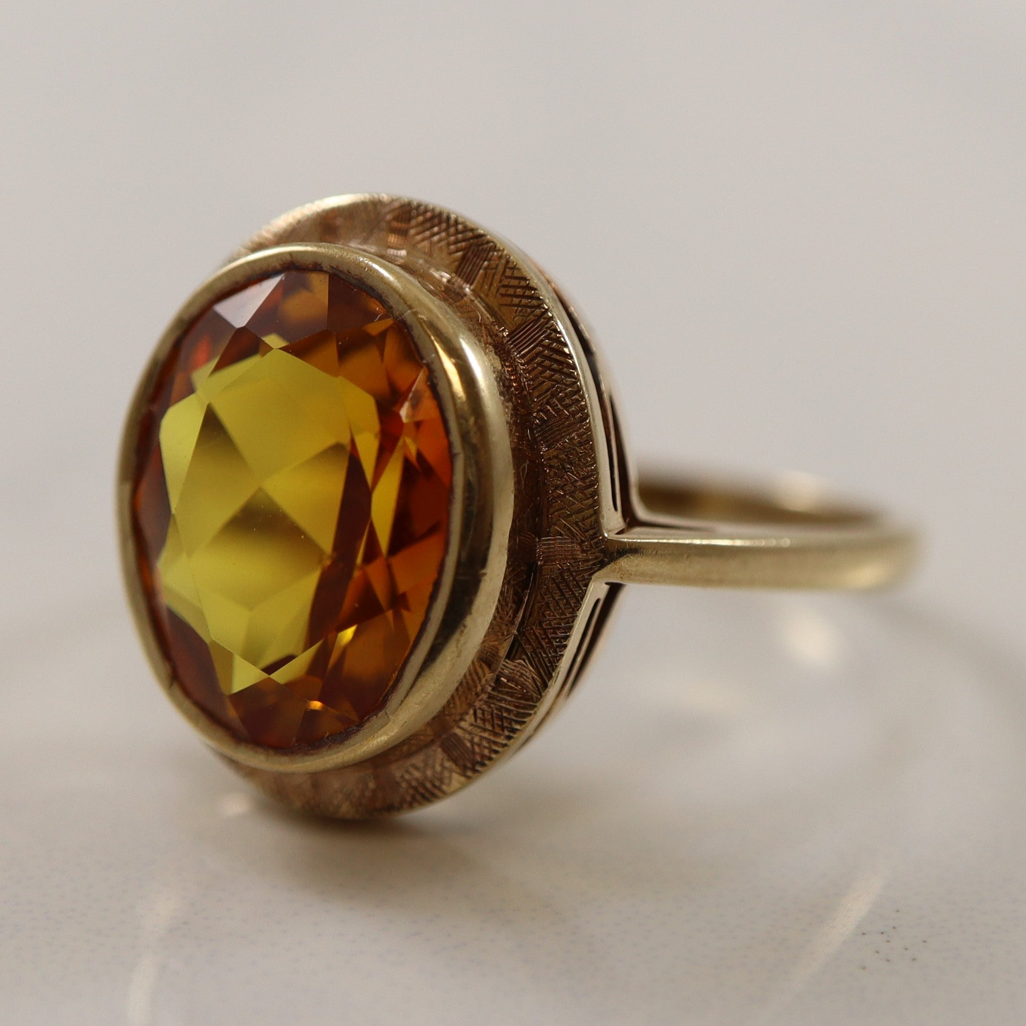 1960s Synthetic Yellow Sapphire Cocktail Ring | 5.00ct | SZ 6.25 |
