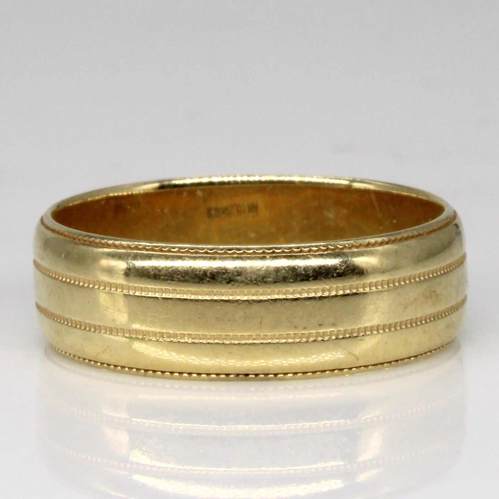 Grooved Milgrain Yellow Gold Band | SZ 7 |
