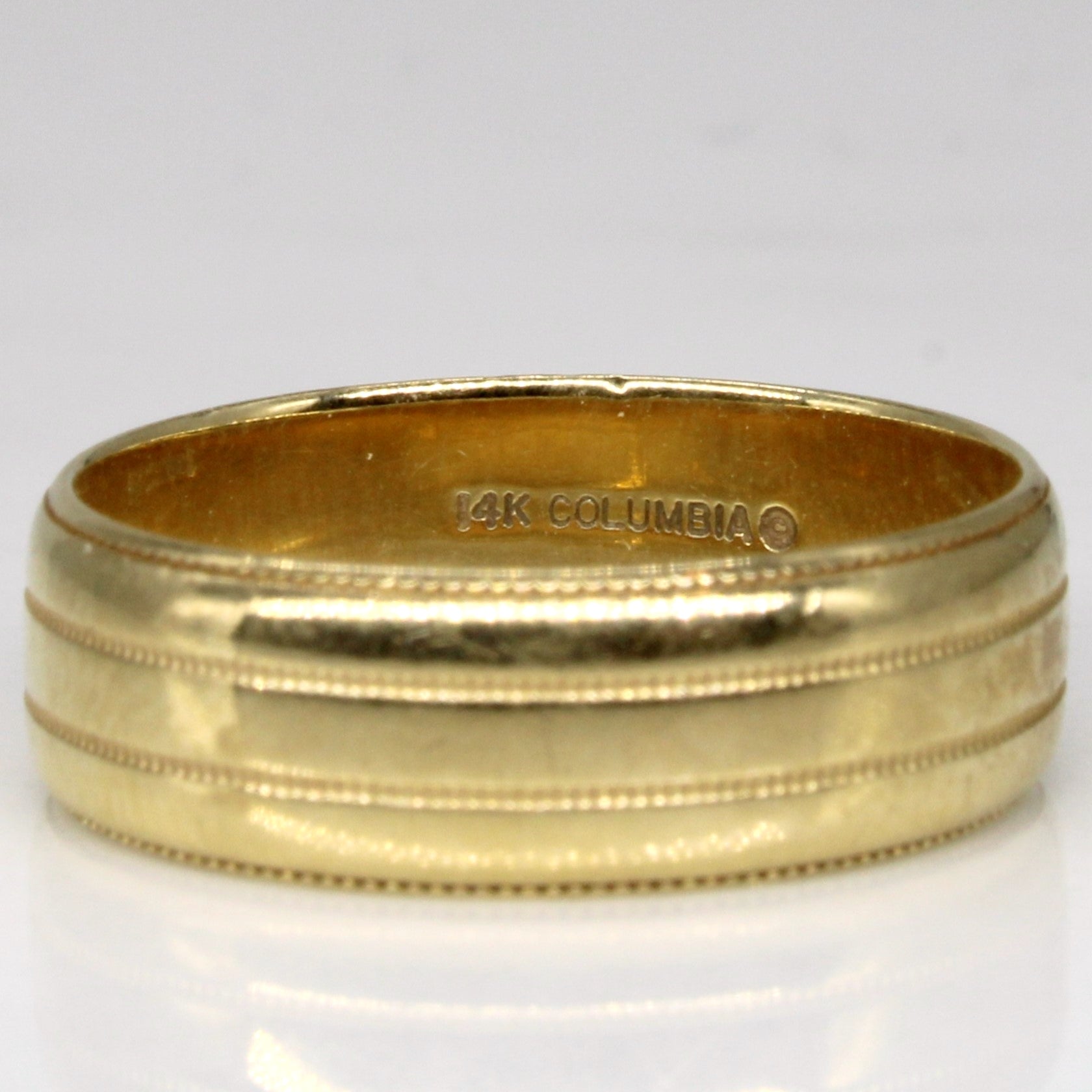 Grooved Milgrain Yellow Gold Band | SZ 7 |