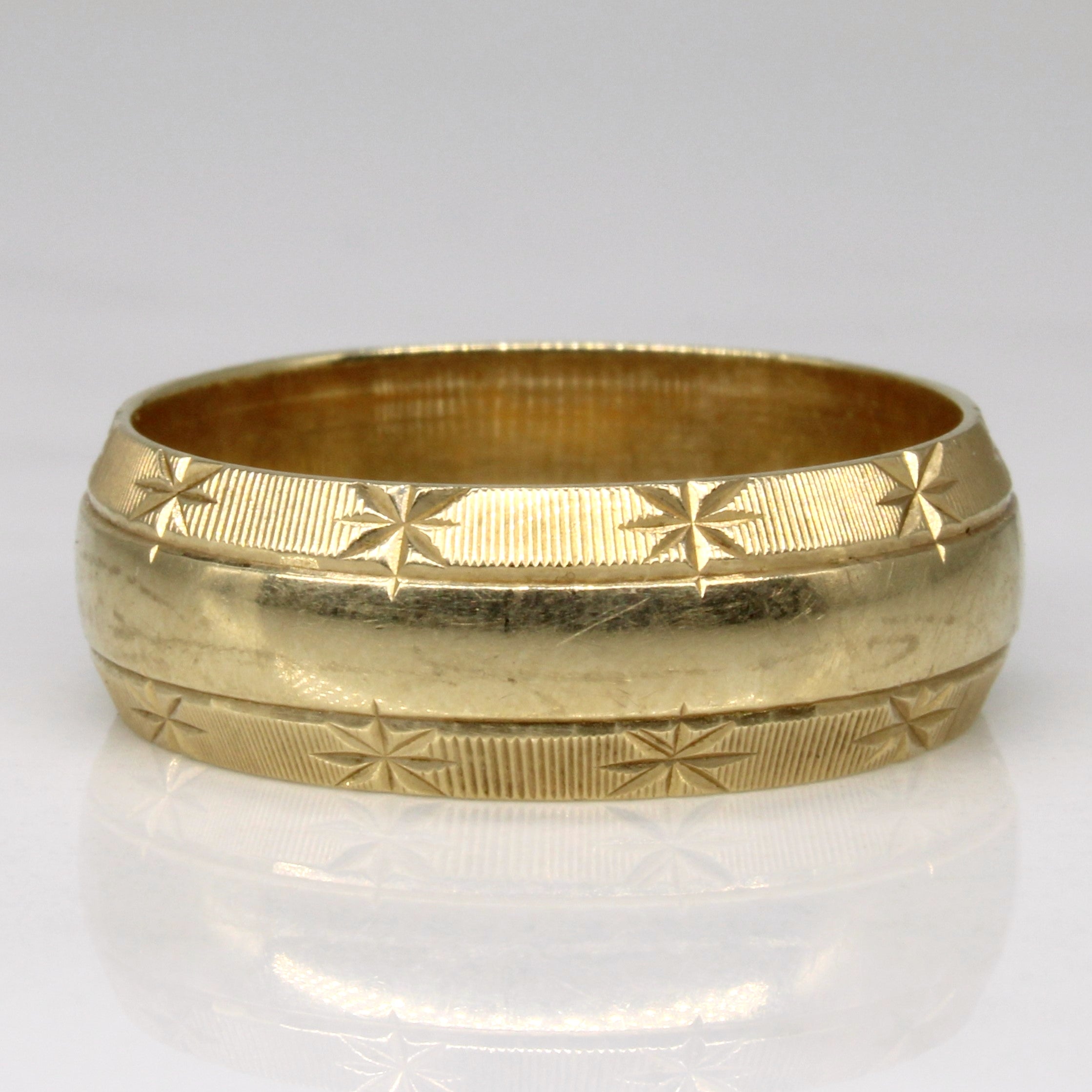 Yellow Gold Patterned Ring | SZ 11 |