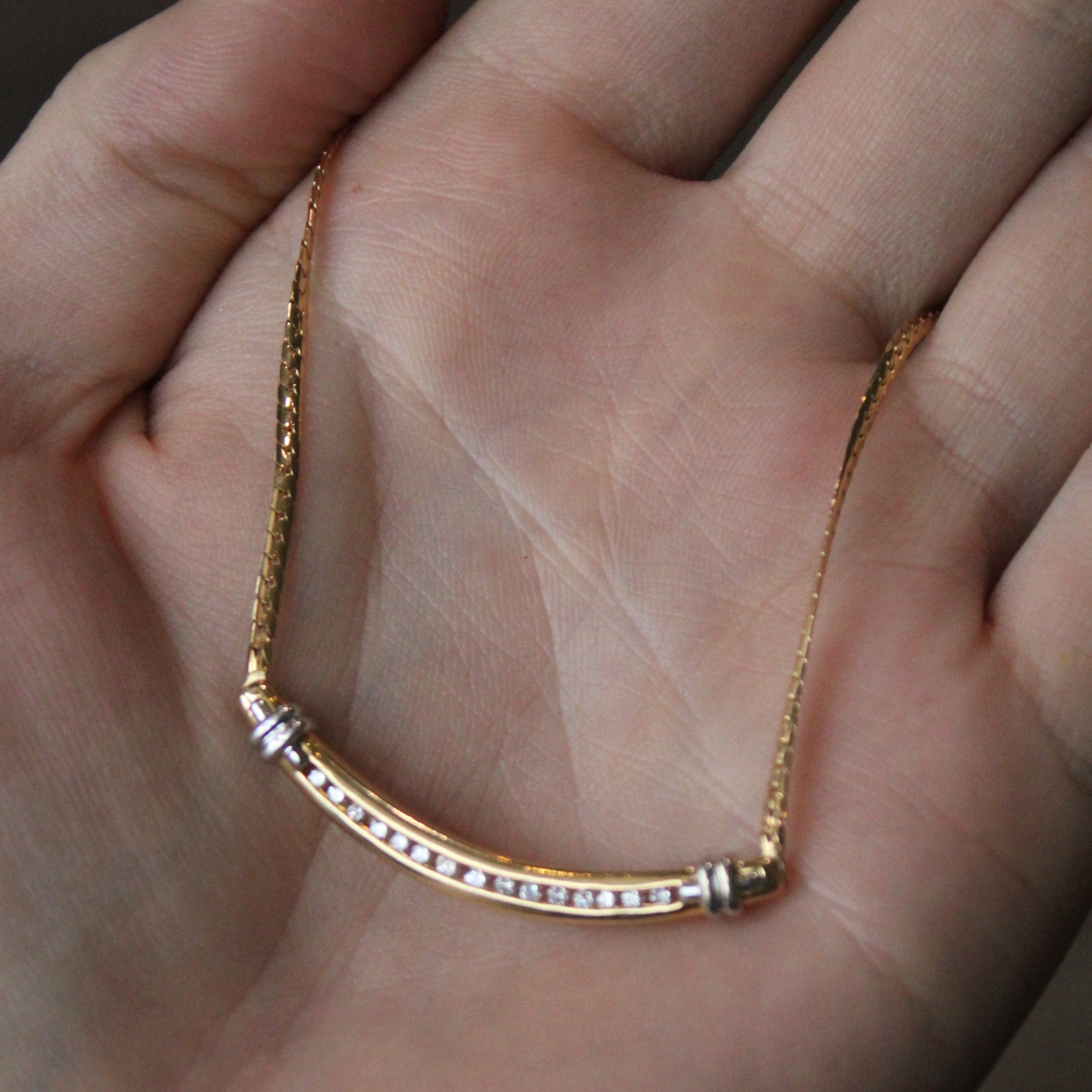 Channel Set Diamond Scoop Necklace | 0.26ctw | 17" |