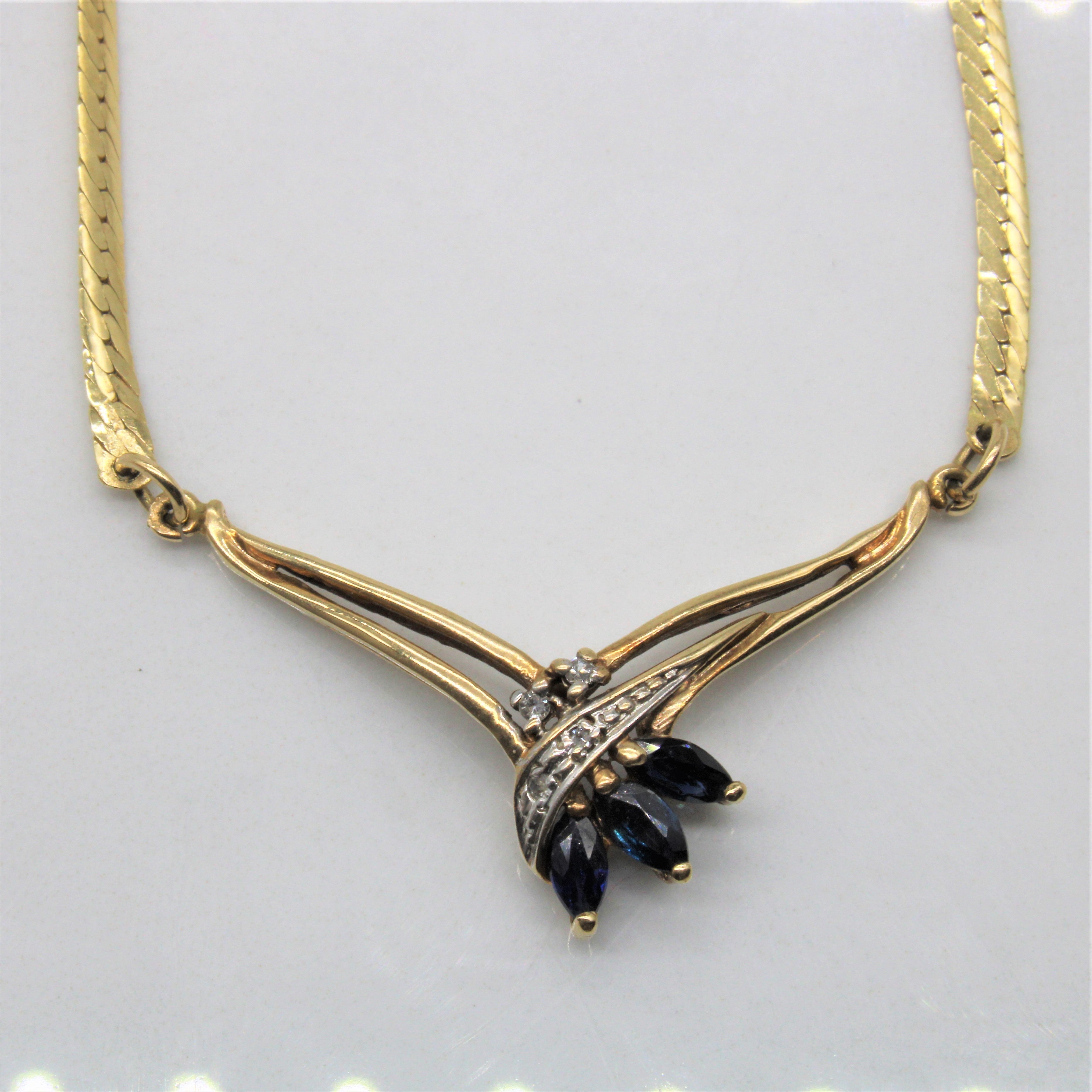 Marquise Sapphire & Diamond Necklace | 0.33ctw, 0.03ctw | 17.5" |
