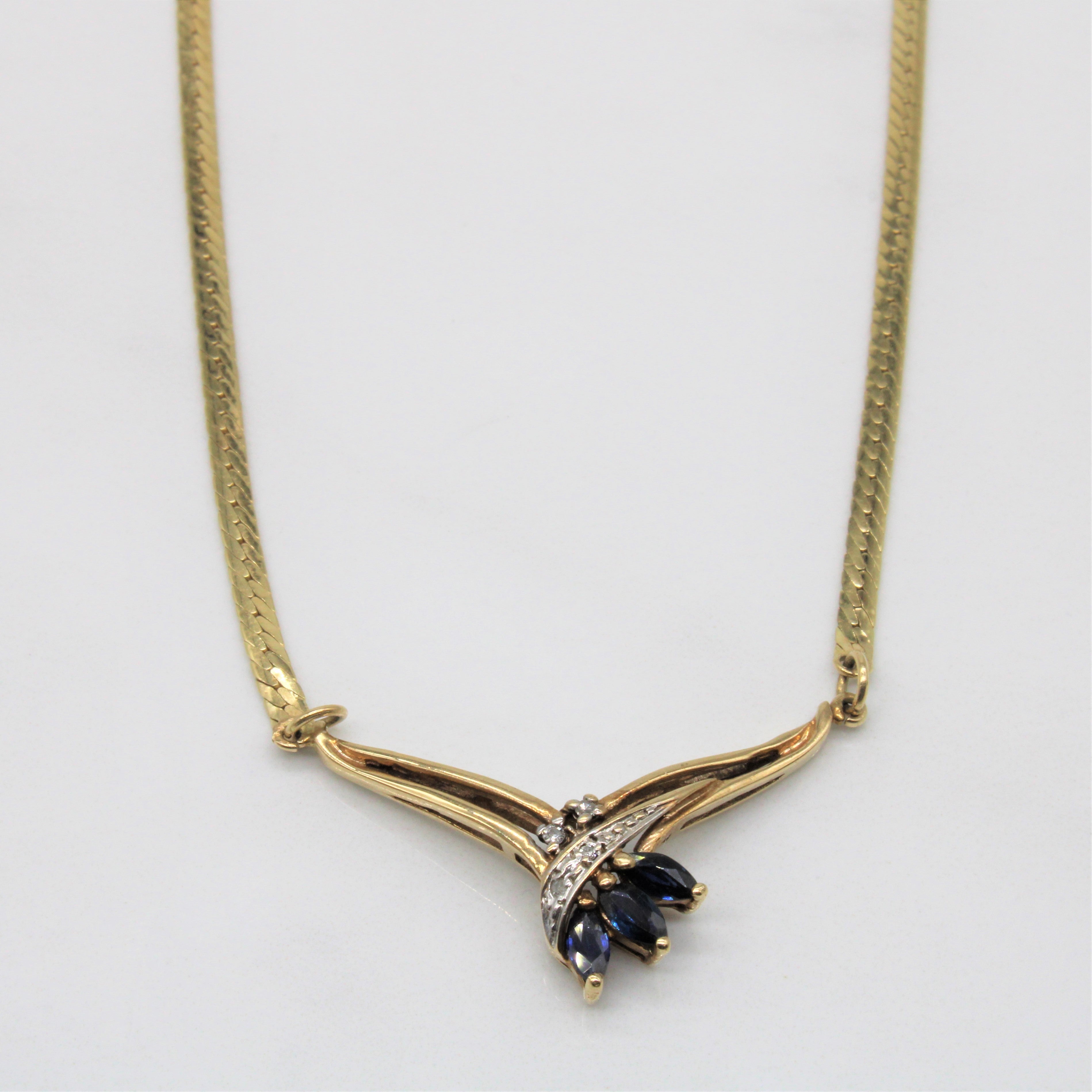 Marquise Sapphire & Diamond Necklace | 0.33ctw, 0.03ctw | 17.5" |