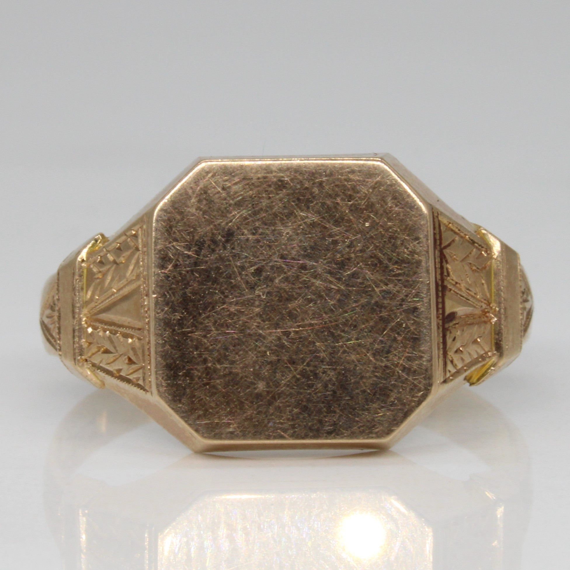 Mid Century Yellow Gold Signet Ring | SZ 9.5 |