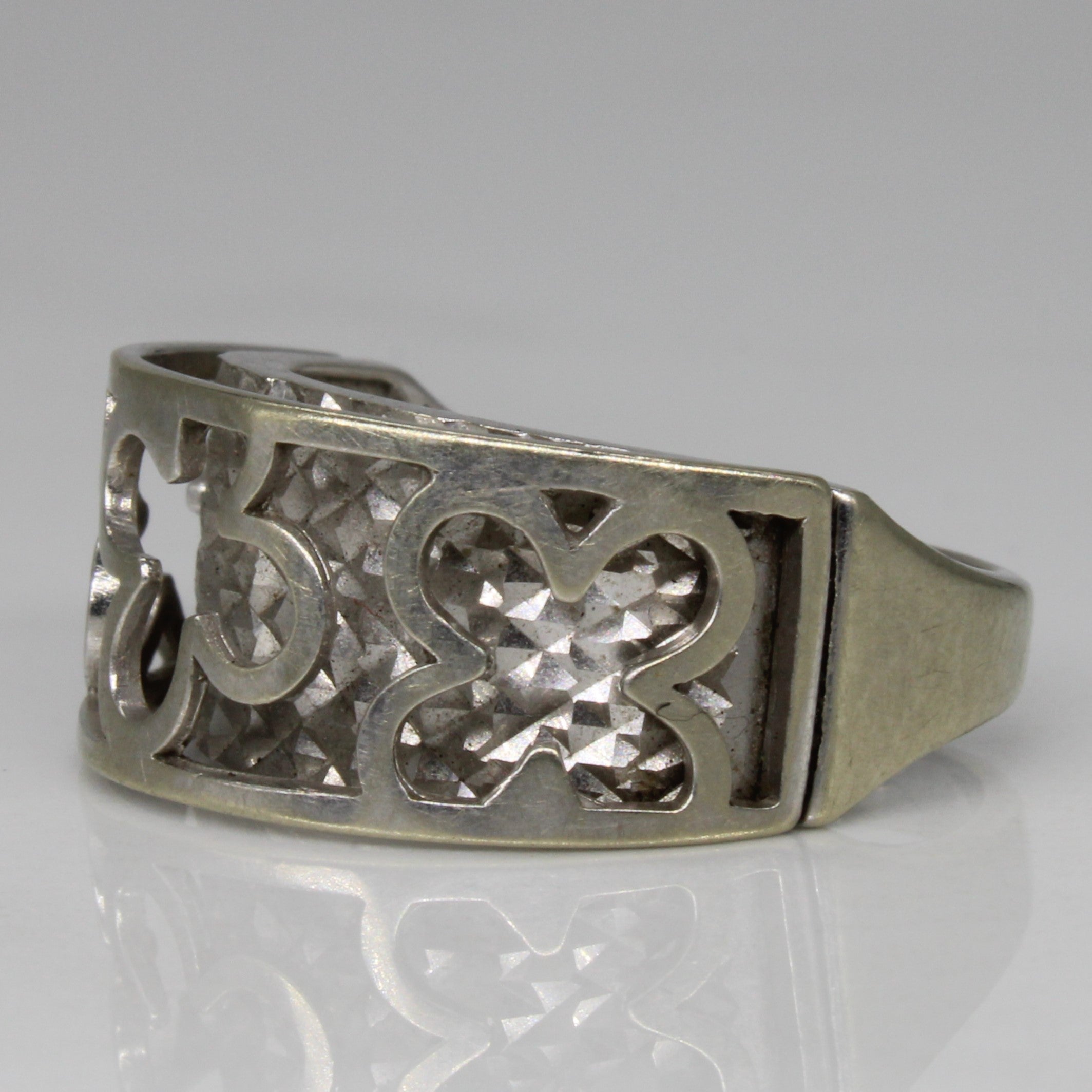 Layered Pattern White Gold Band | SZ 6.75 |