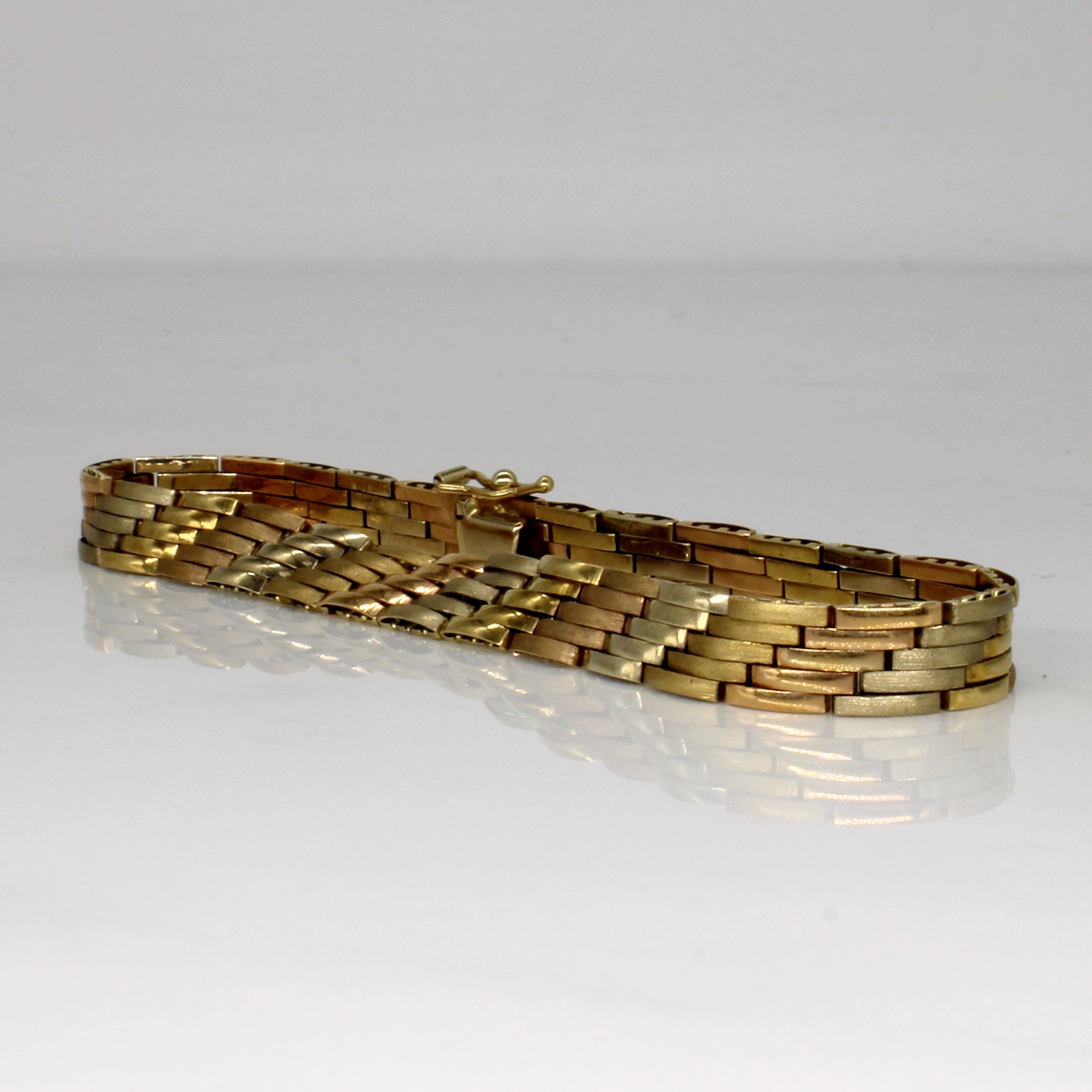 18k Tri-Tone Gold Bracelet | 7.5" |