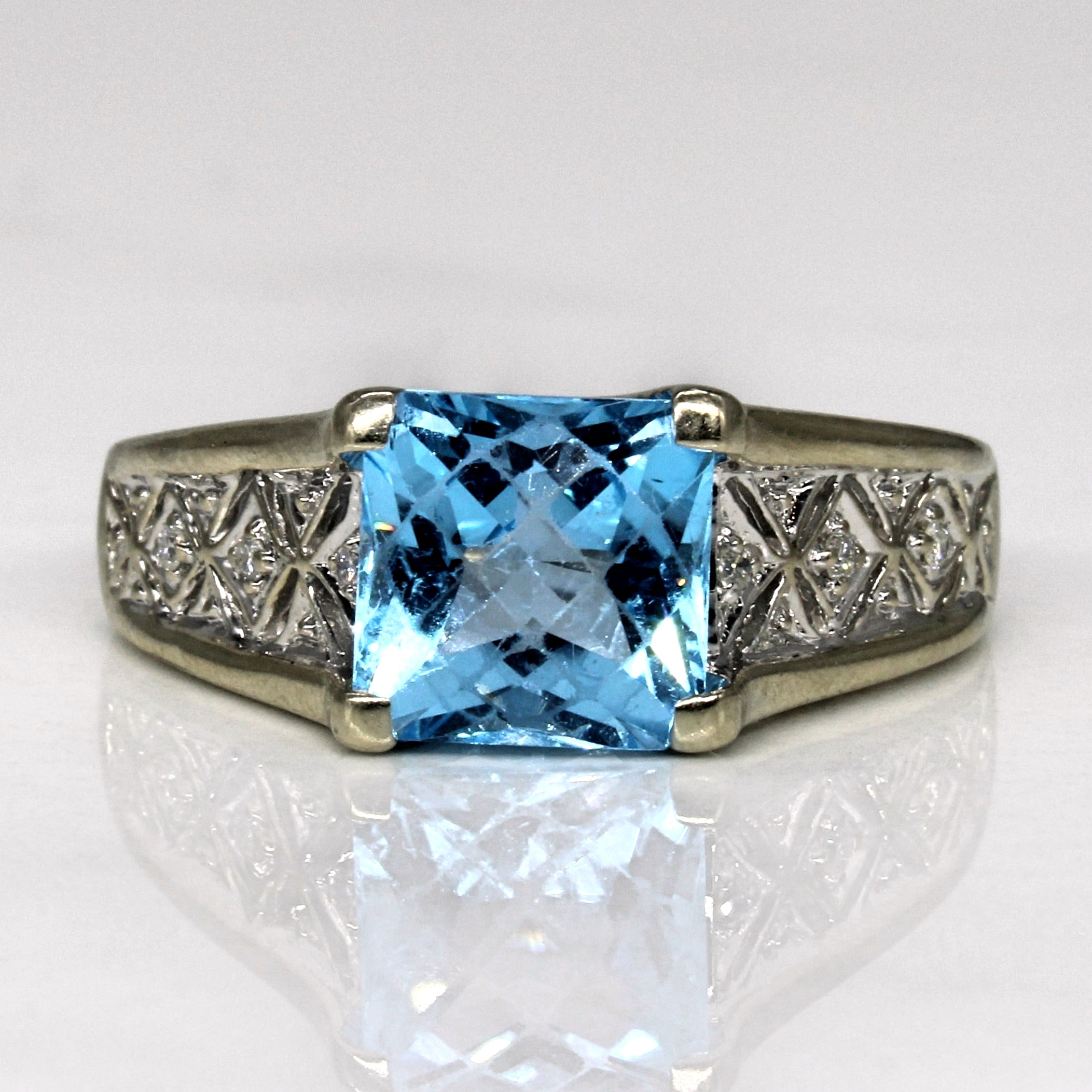 Bague cocktail topaze et diamants | 0,03 ct | Taille 9,25 |