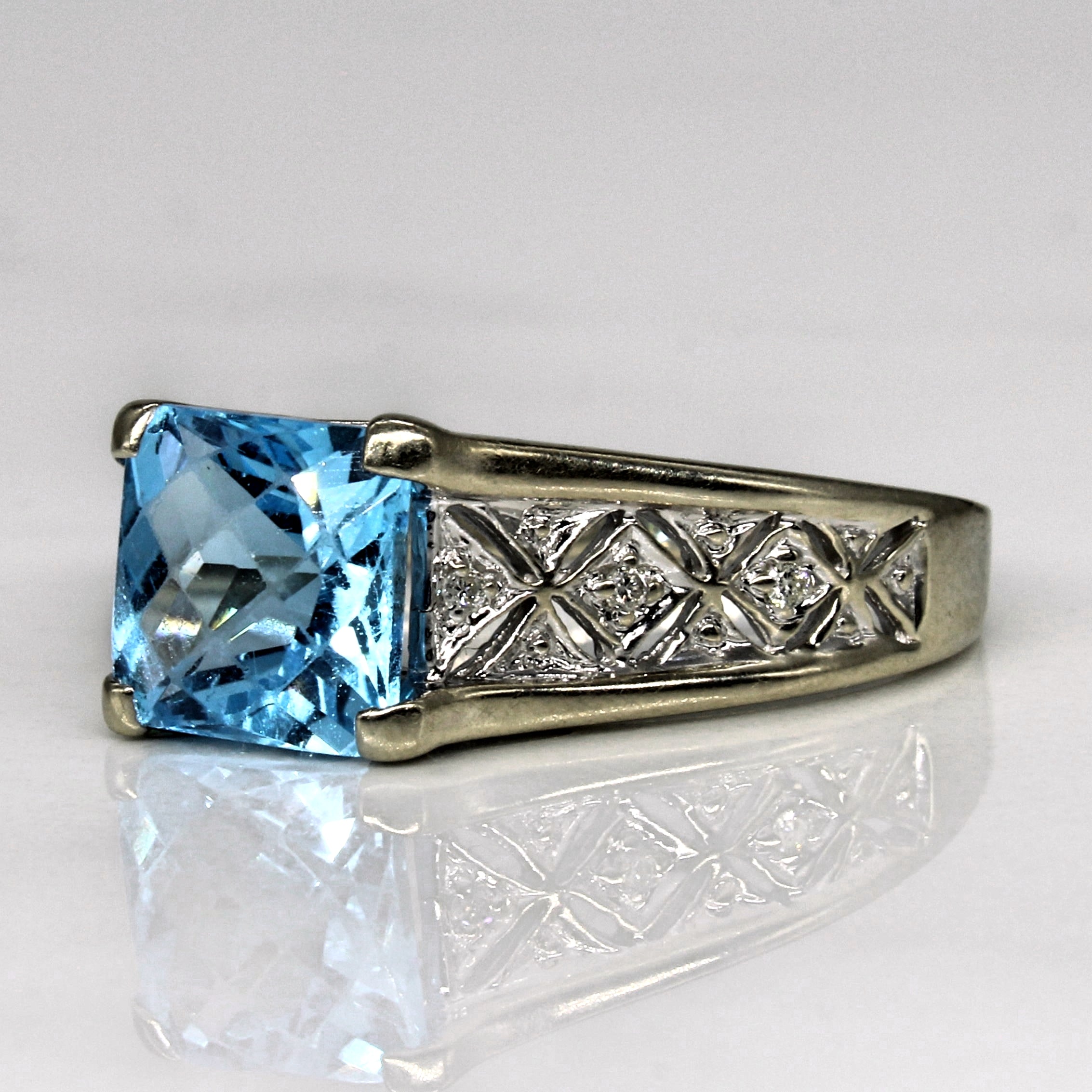 Bague cocktail topaze et diamants | 0,03 ct | Taille 9,25 |