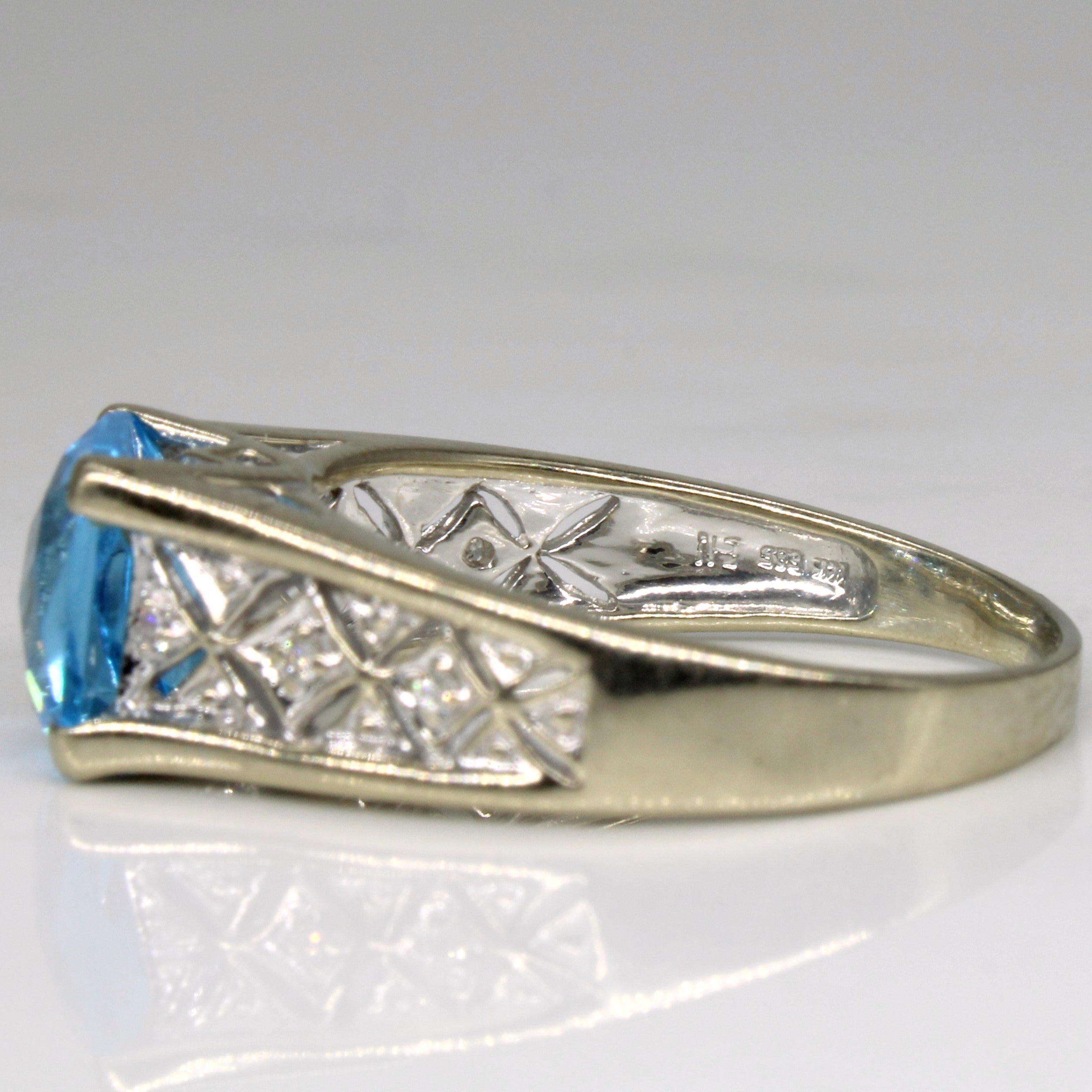 Bague cocktail topaze et diamants | 0,03 ct | Taille 9,25 |