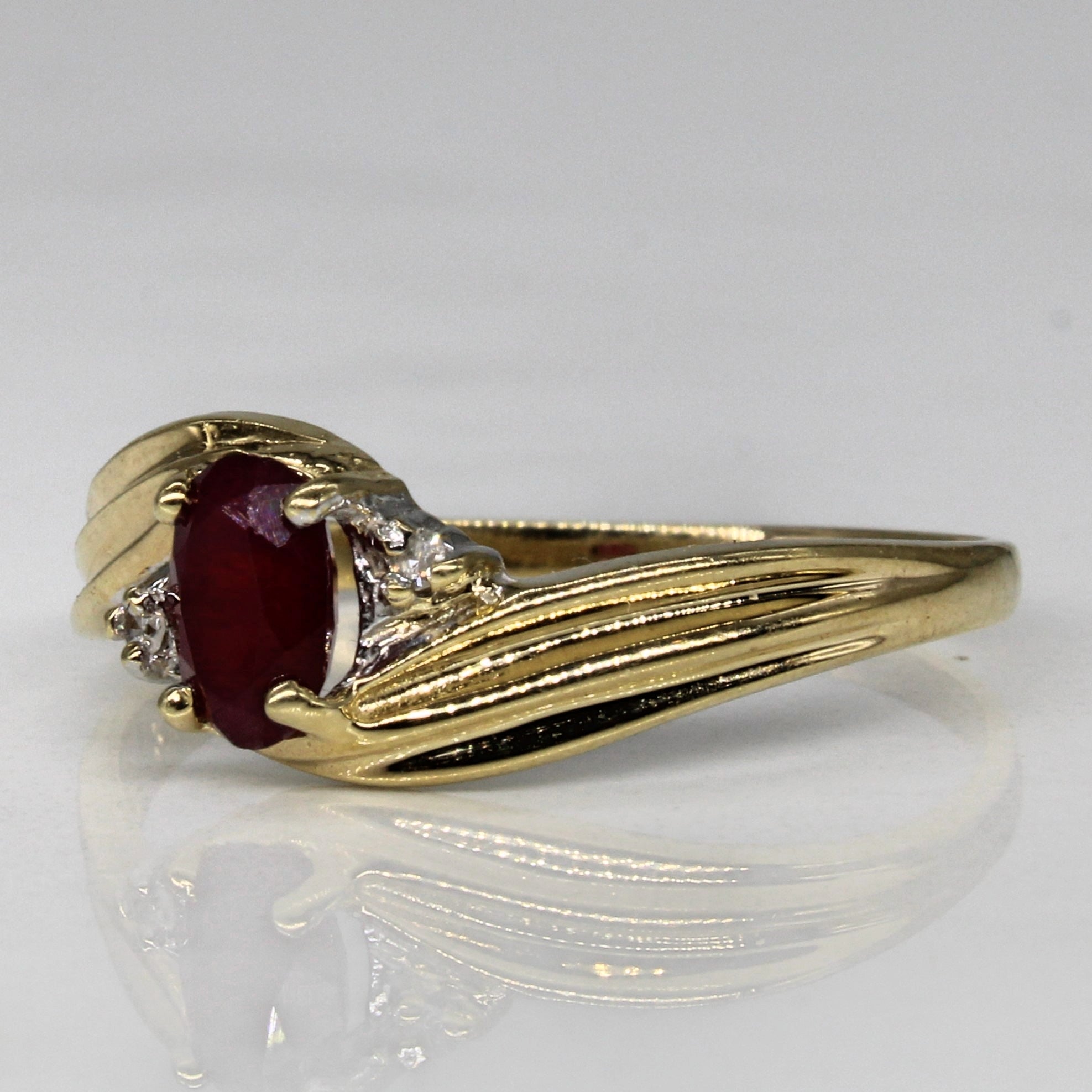 Glass Filled Ruby & Diamond Ring | 0.39ct, 0.01ctw | SZ 8.5 |