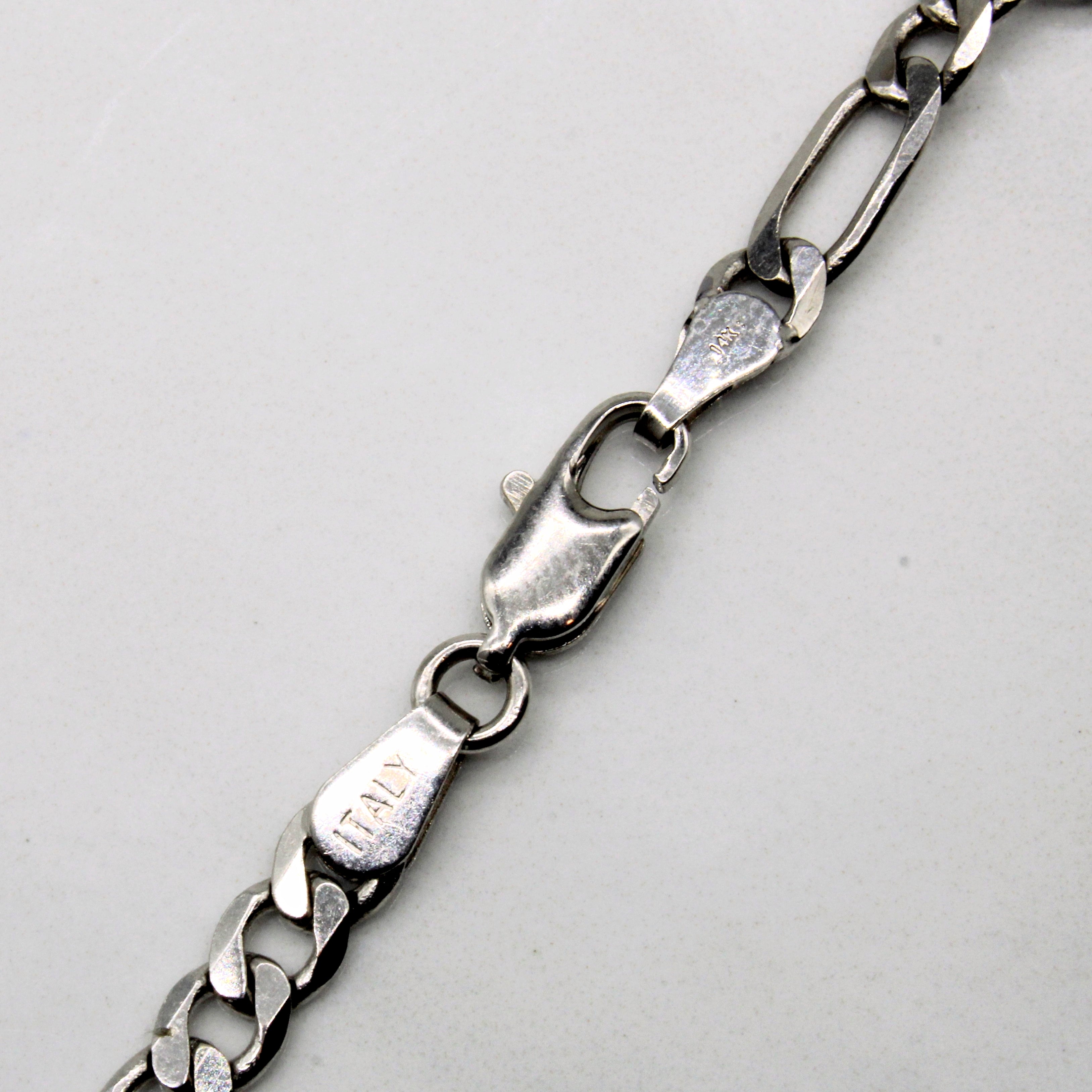 14k White Gold Figaro Bracelet | 7" |