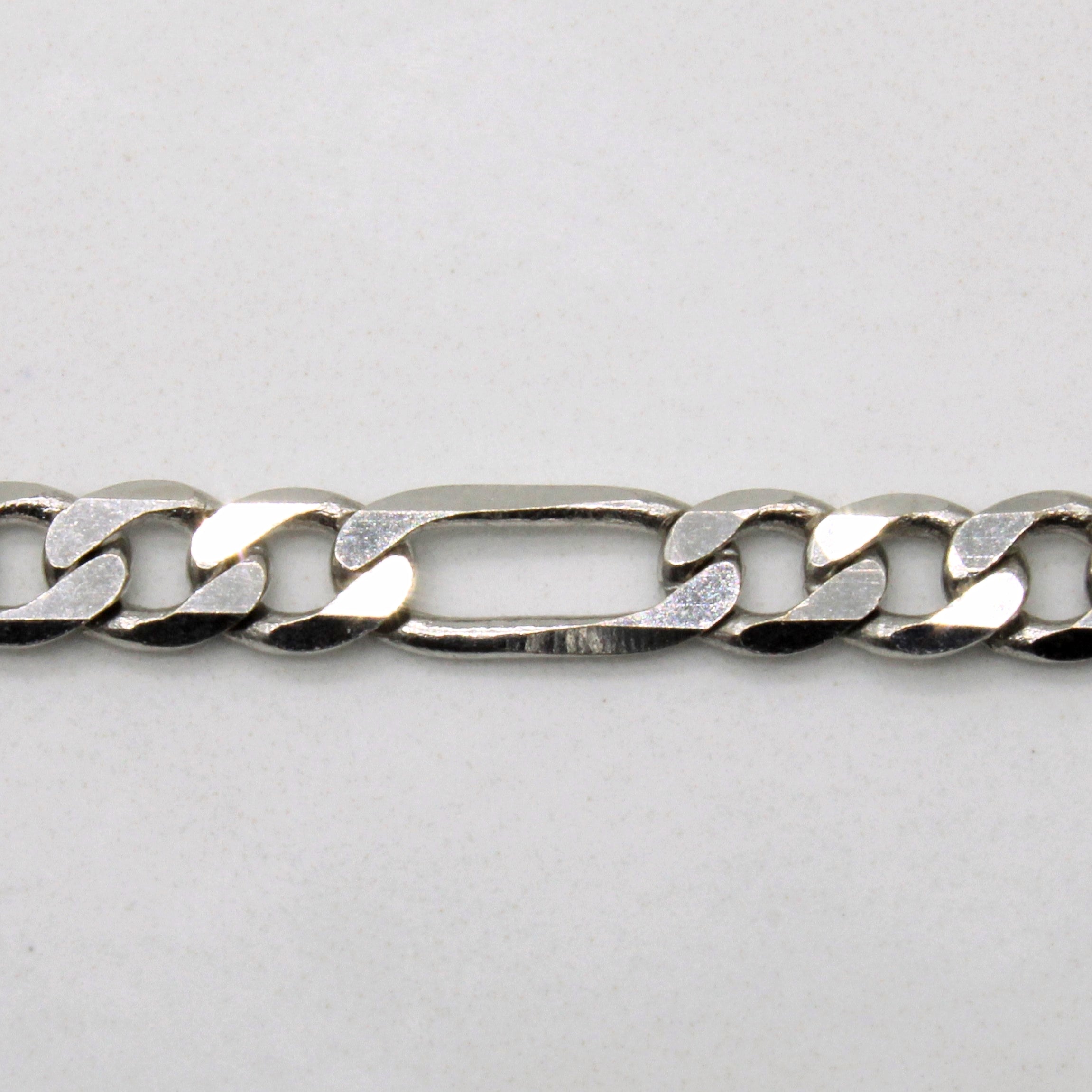 14k White Gold Figaro Bracelet | 7" |