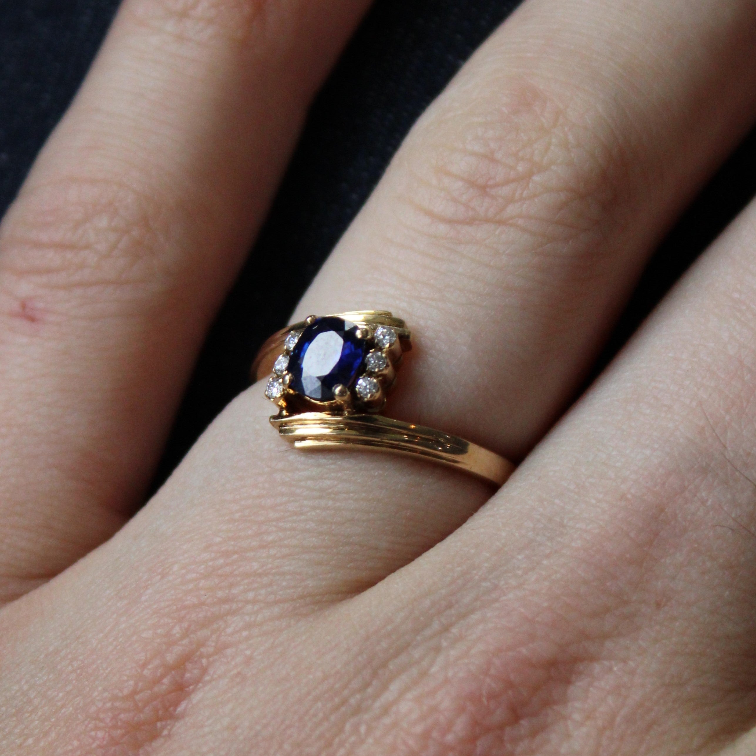 Sapphire & Diamond Bypass Ring | 0.52ct, 0.05ctw | SZ 7.25 |