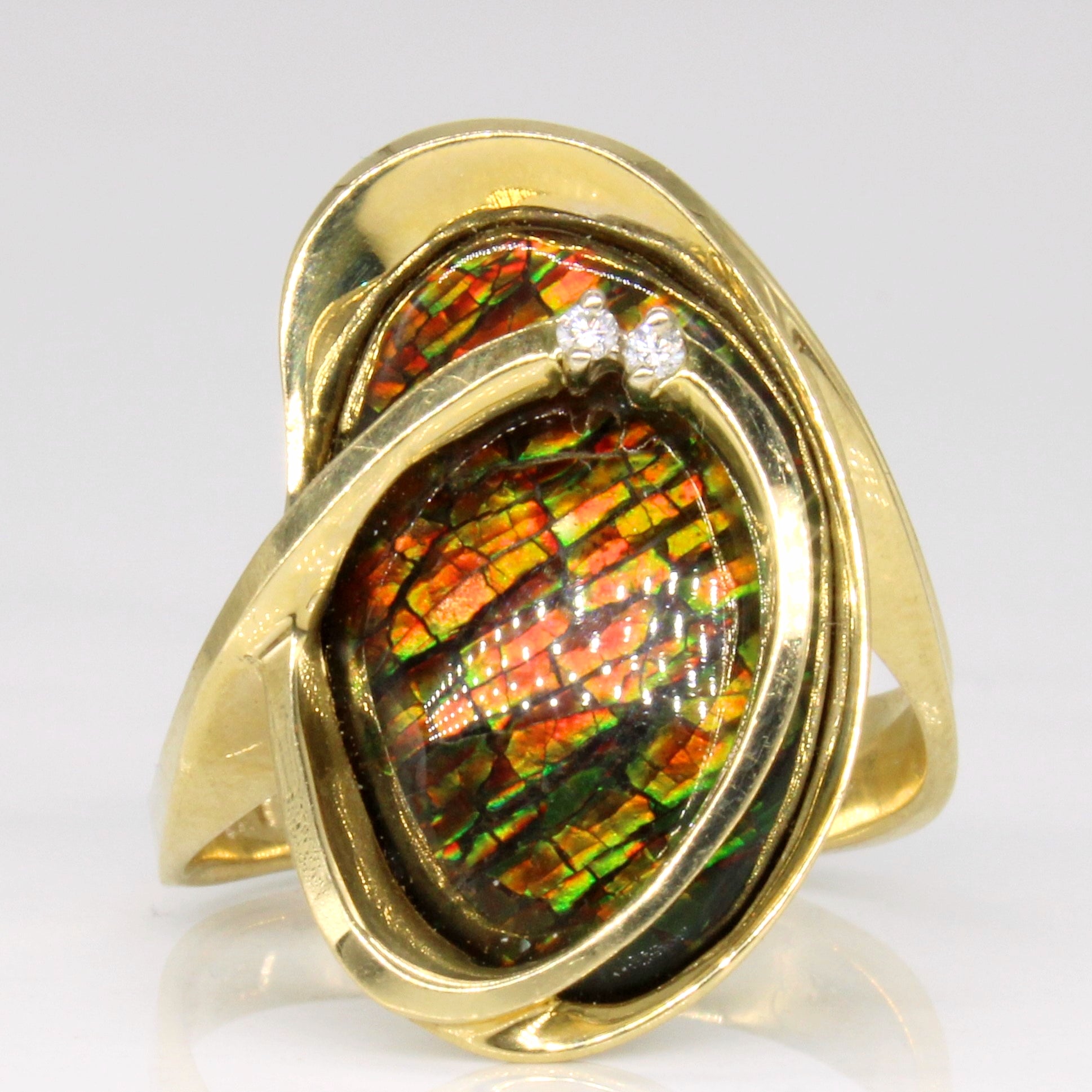 Ammolite & Diamond Cocktail Ring | 3.65ct, 0.02ctw | SZ 7 |