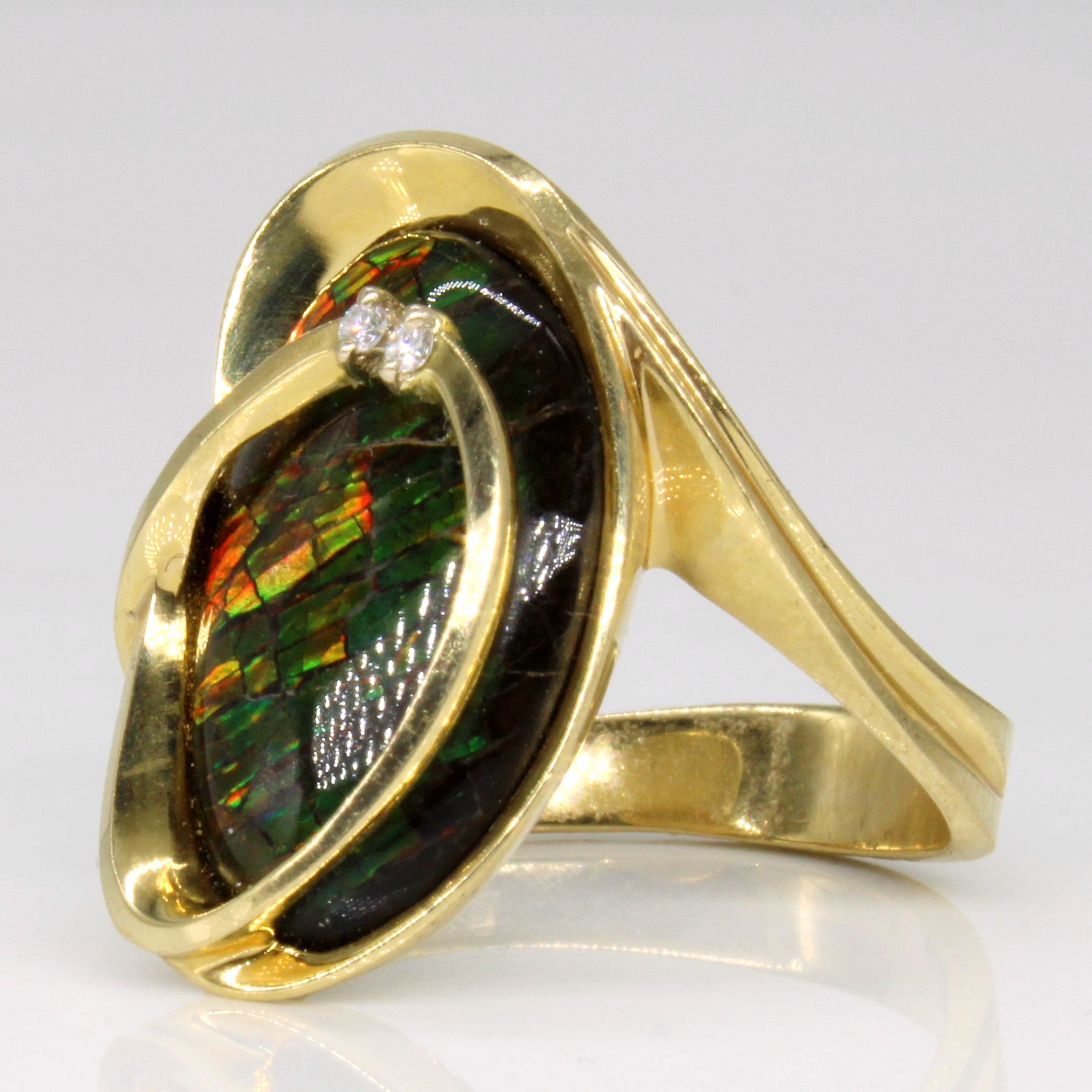 Ammolite & Diamond Cocktail Ring | 3.65ct, 0.02ctw | SZ 7 |