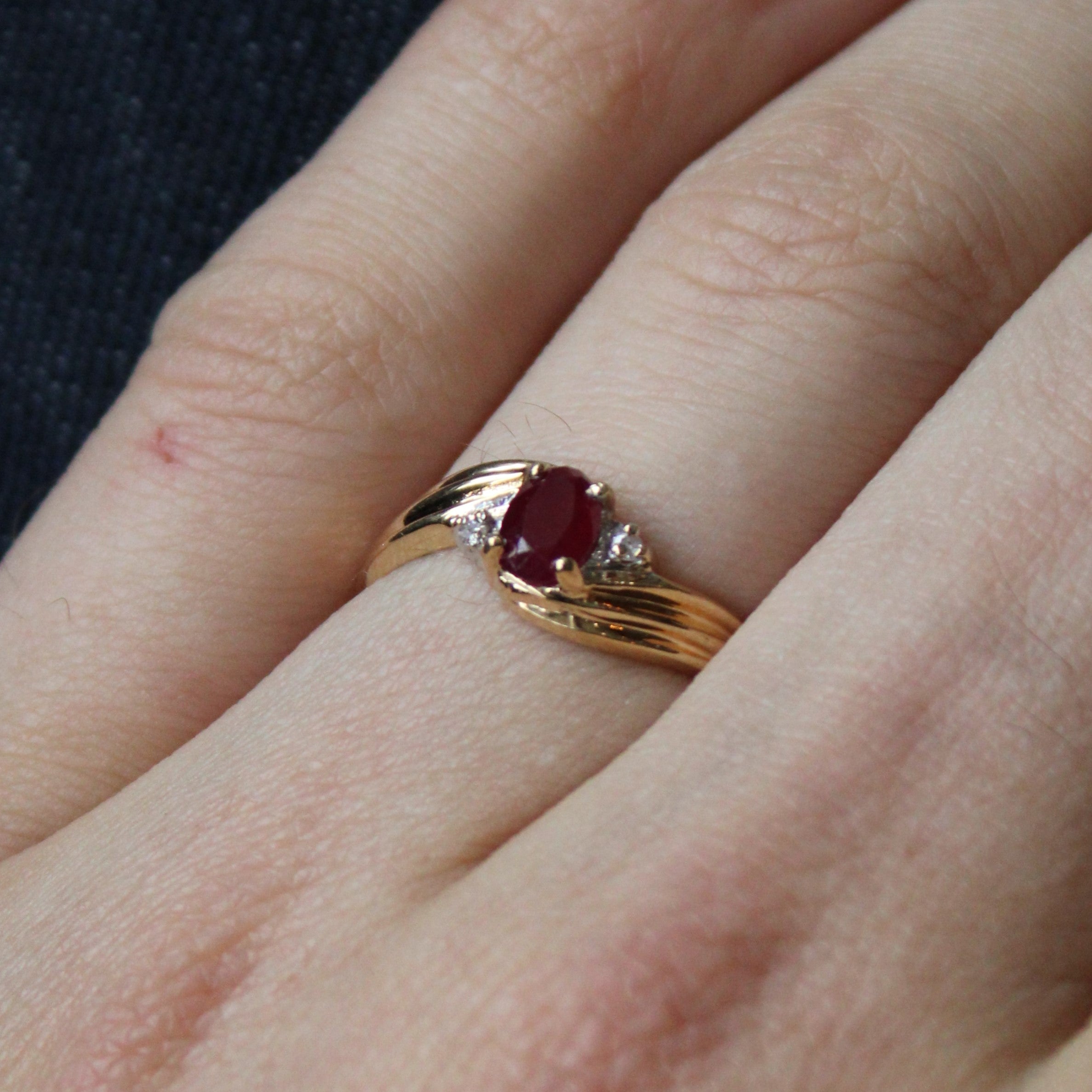 Glass Filled Ruby & Diamond Ring | 0.39ct, 0.01ctw | SZ 8.5 |