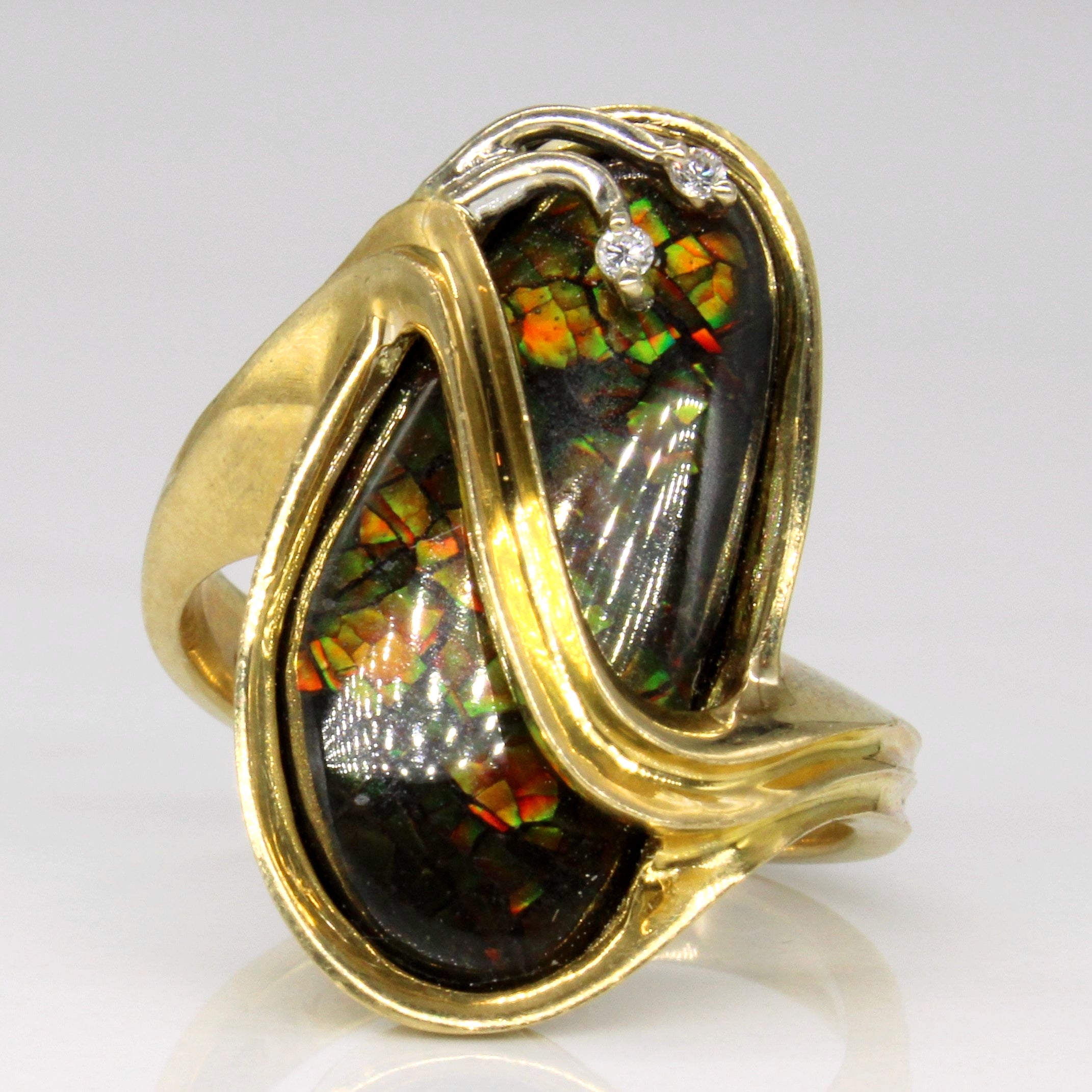 Ammolite & Diamond Cocktail Ring | 3.95ct, 0.02ctw | SZ 7 |
