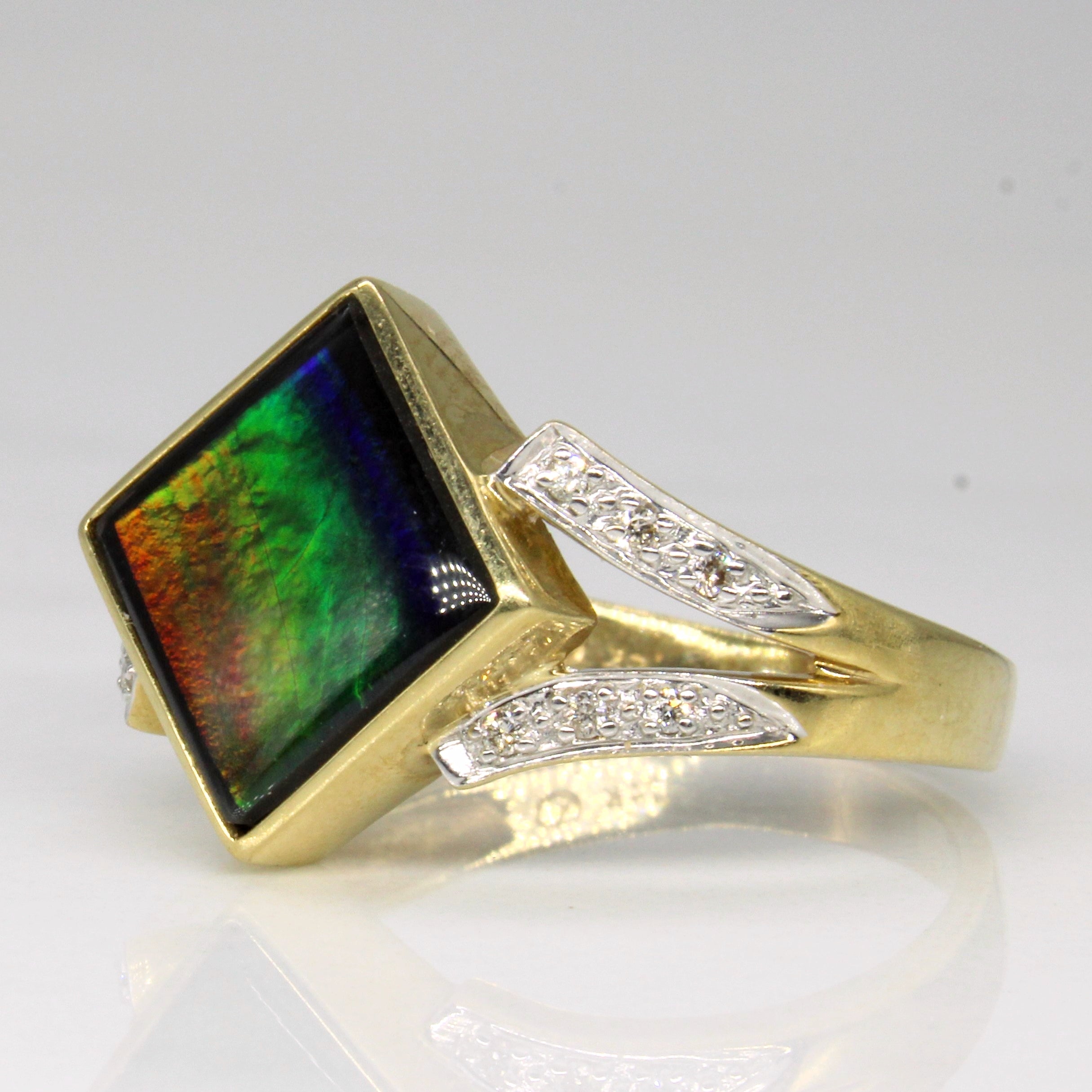Ammolite & Diamond Cocktail Ring | 1.40ct, 0.06ctw | SZ 9.75 |
