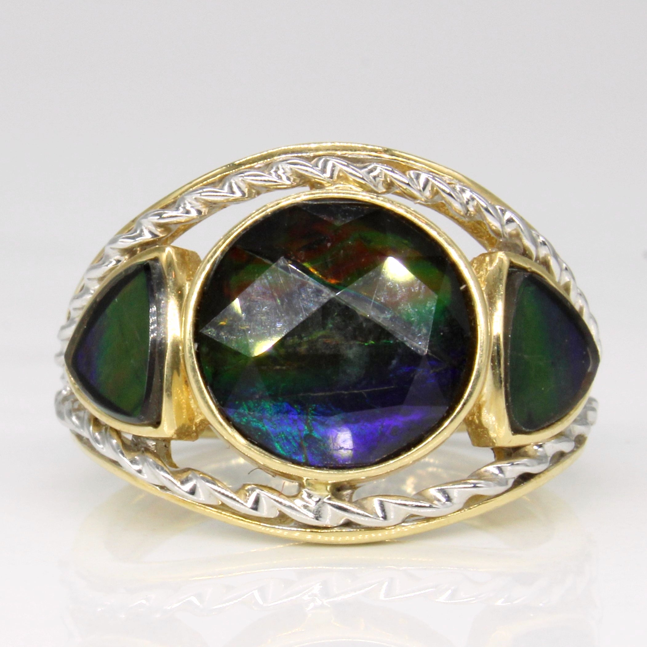 Three Stone Ammolite Cocktail Ring | 2.85ctw | SZ 7 |