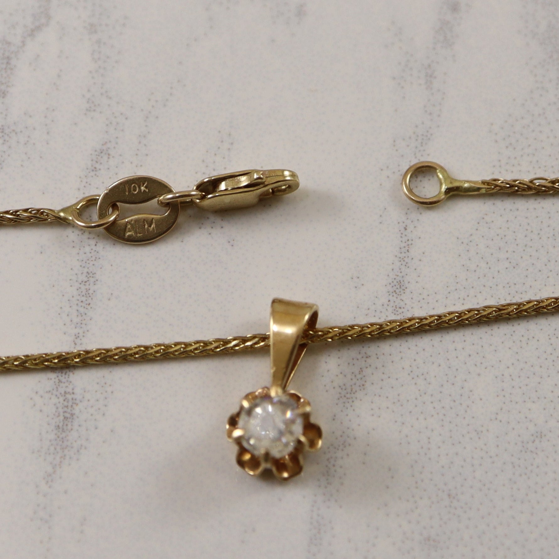 Collier solitaire en diamant taille ancienne | 0,32 ct | 15 pouces |