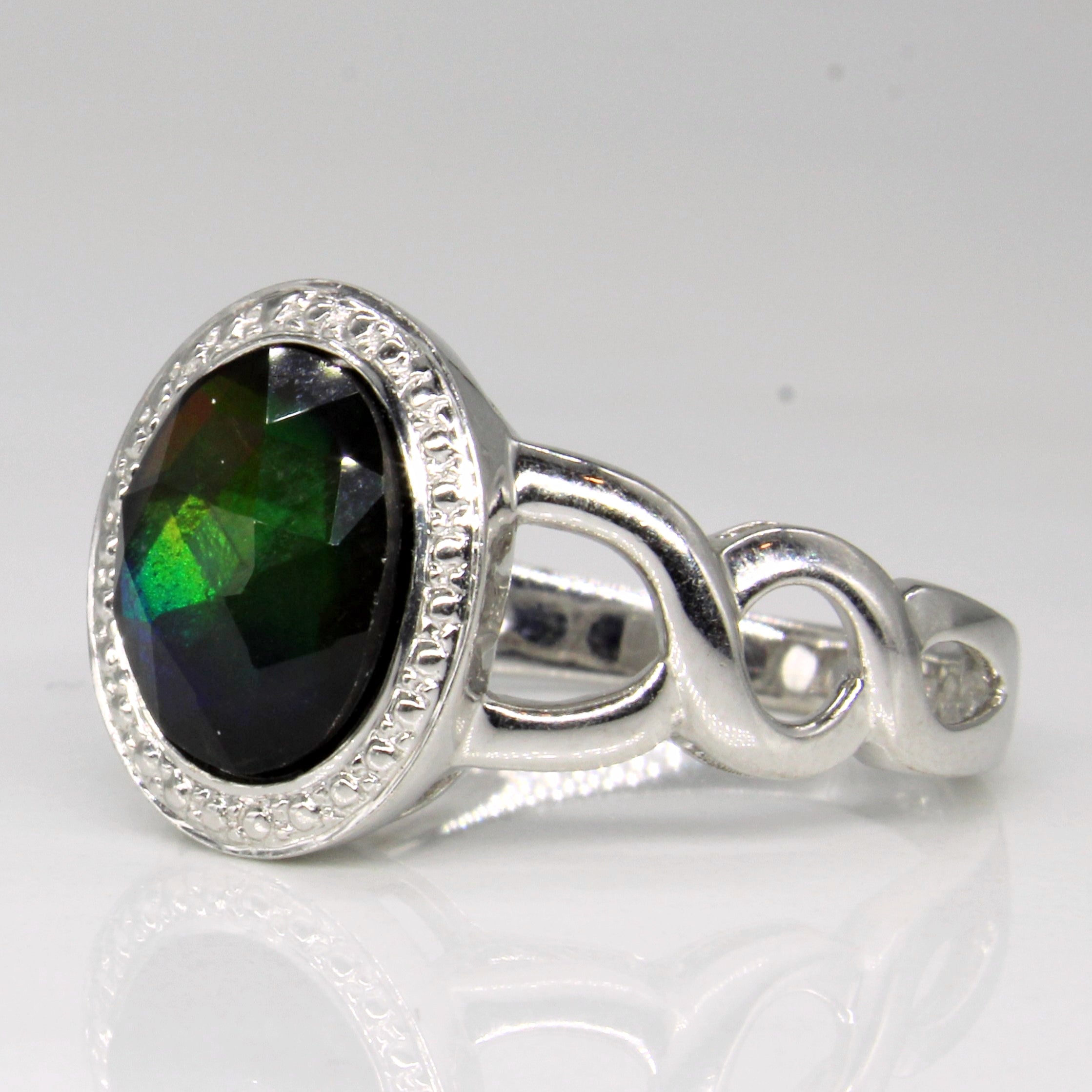 Faceted Ammolite Cocktail Ring | 1.20ct | SZ 7 |