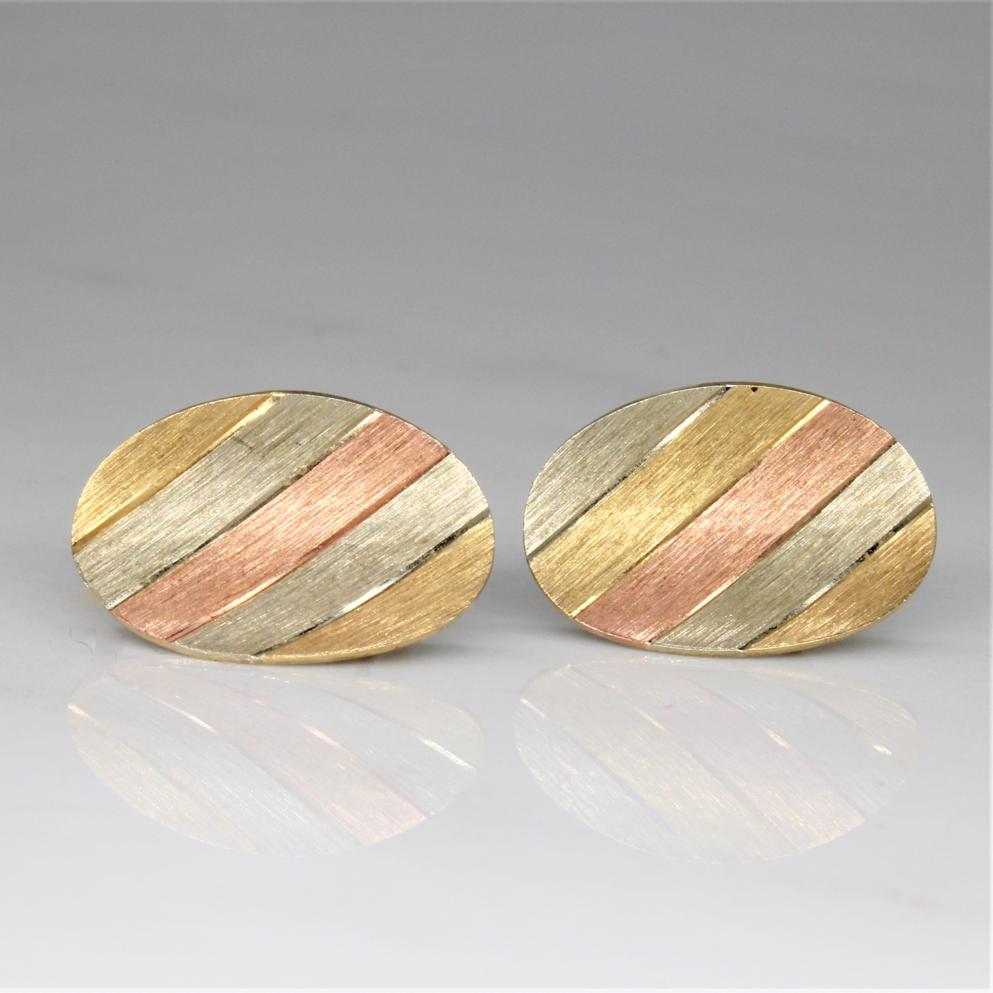 Oval Tri Tone Stud Earrings |