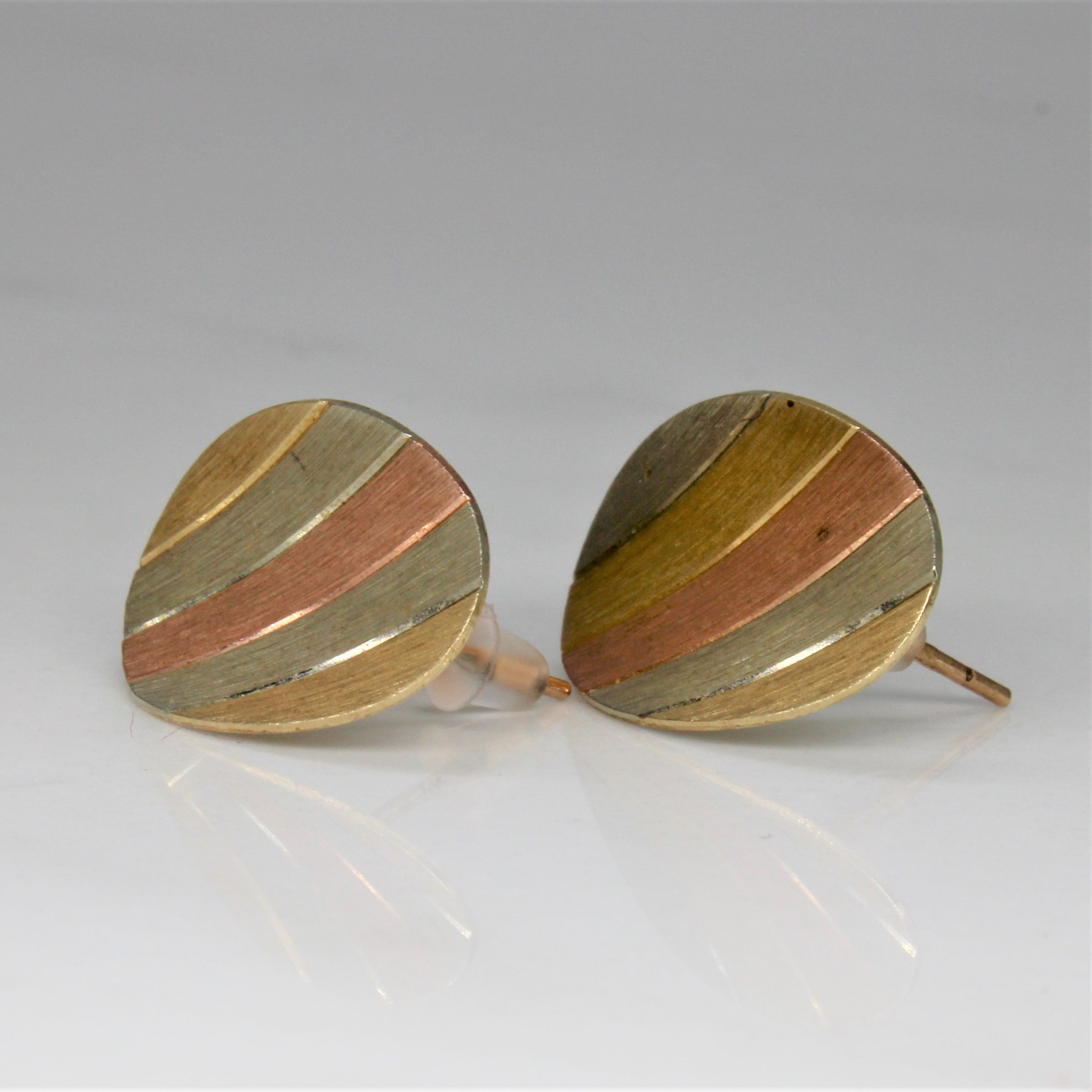 Oval Tri Tone Stud Earrings |