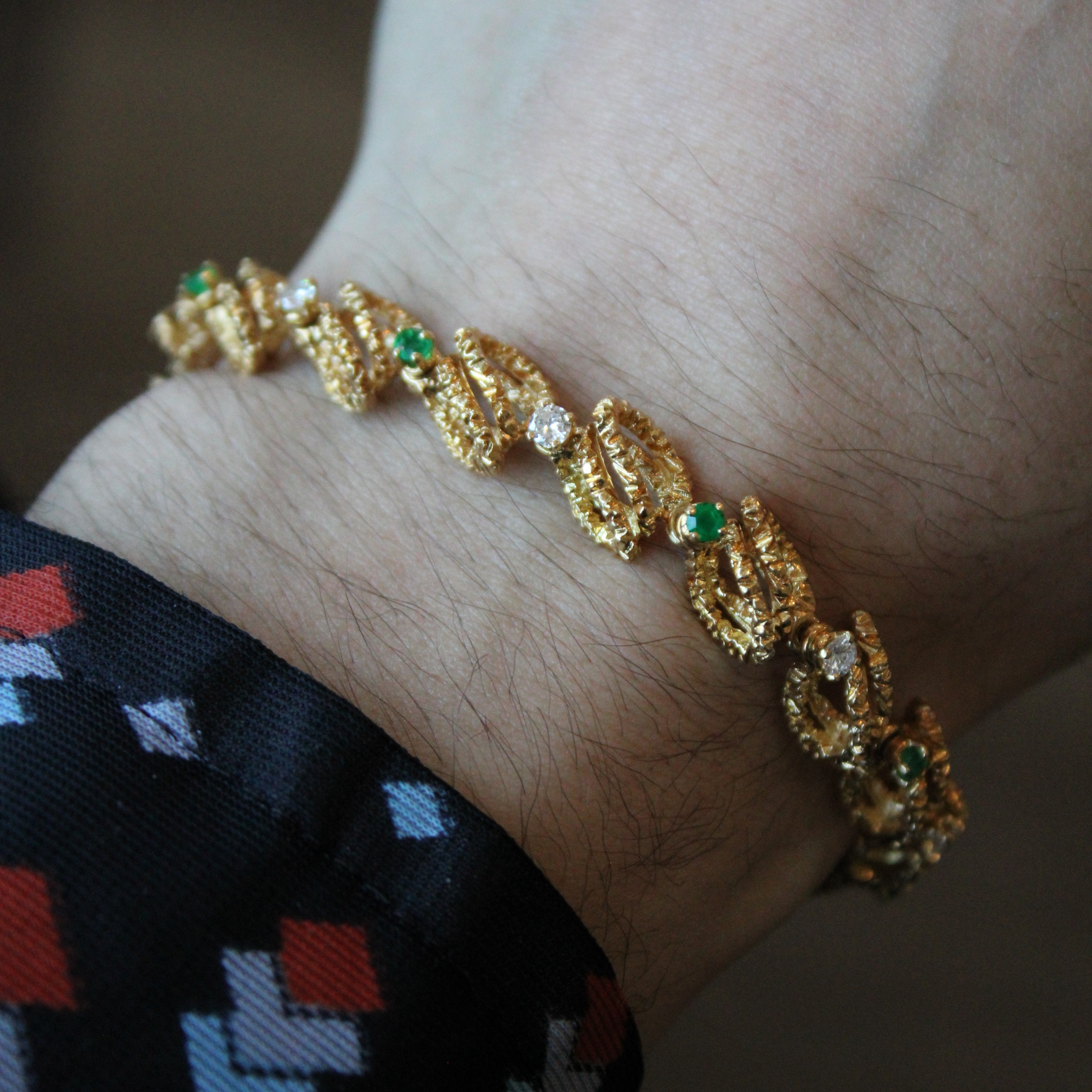 Diamond & Emerald Link Bracelet | 0.68ctw, 0.40ctw | 7.5" |