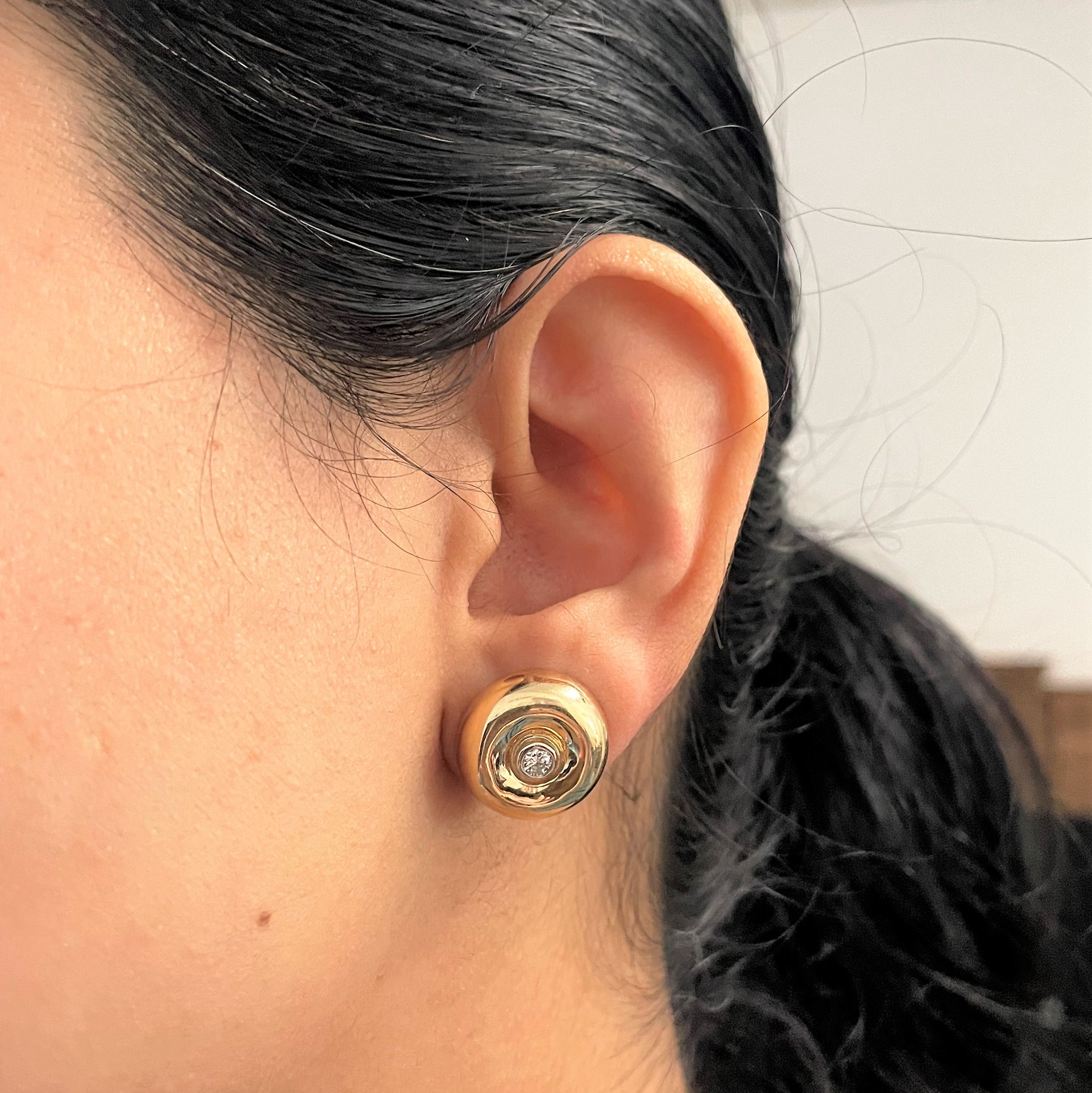 Bezel Set Diamond Button Stud Earrings | 0.20ctw |
