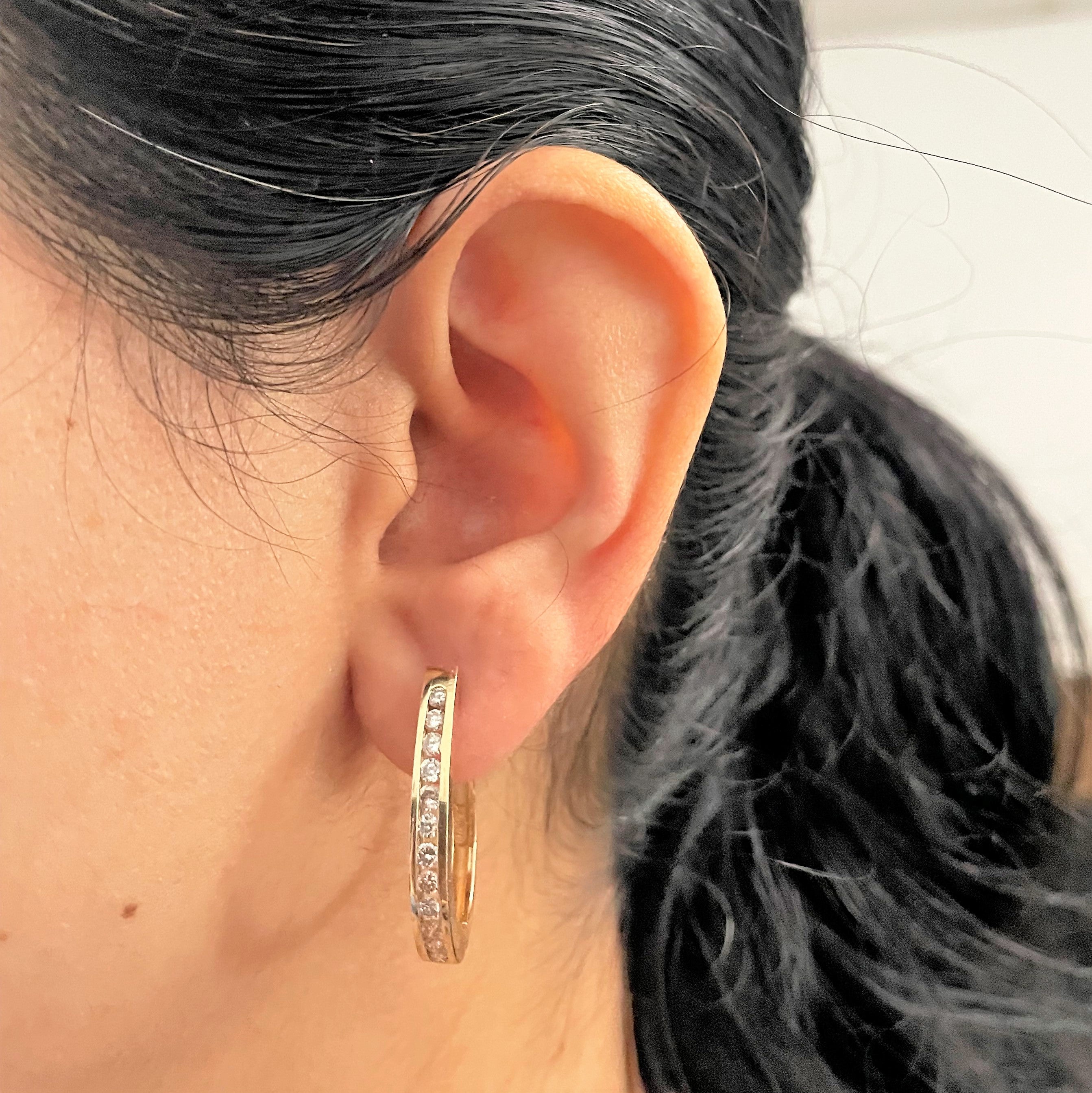 Channel Diamond Hoop Earrings | 0.84ctw |
